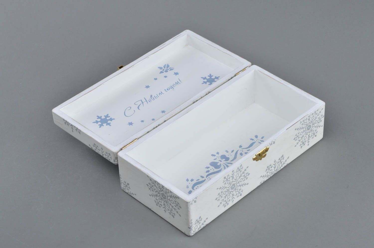 Unique designer wooden jewelry box decoupage technique accessory present for her photo 3
