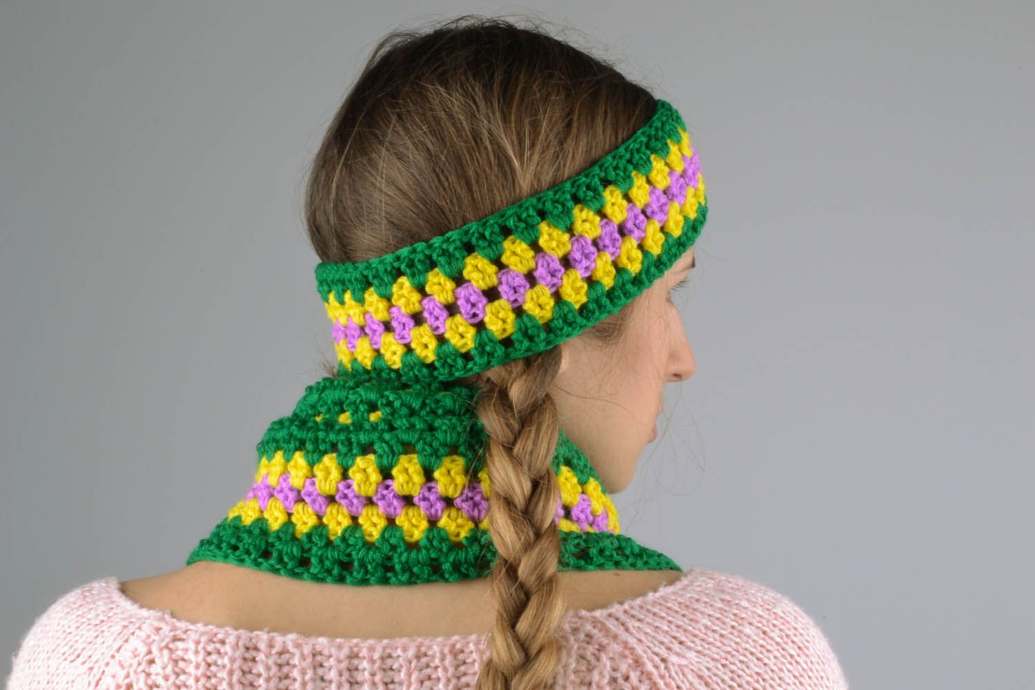 Écharpe tricotée au crochet faite main photo 1