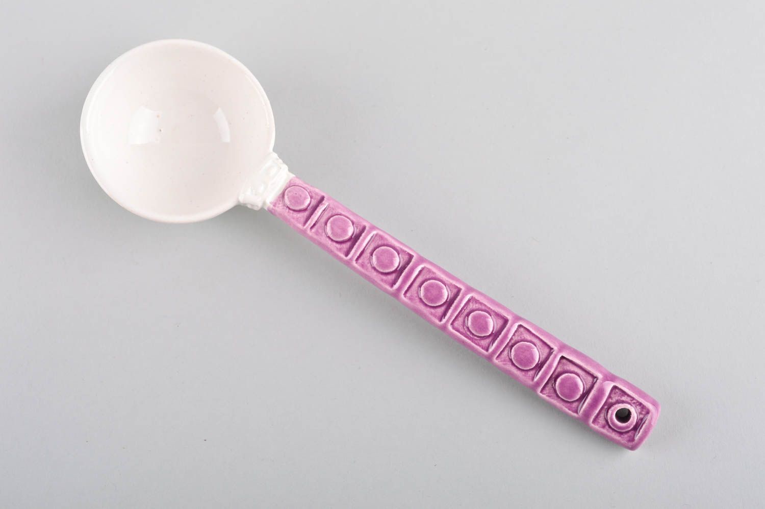 Столовый прибор handmade керамическая посуда маленькая ложка с сиреневой ручкой фото 2