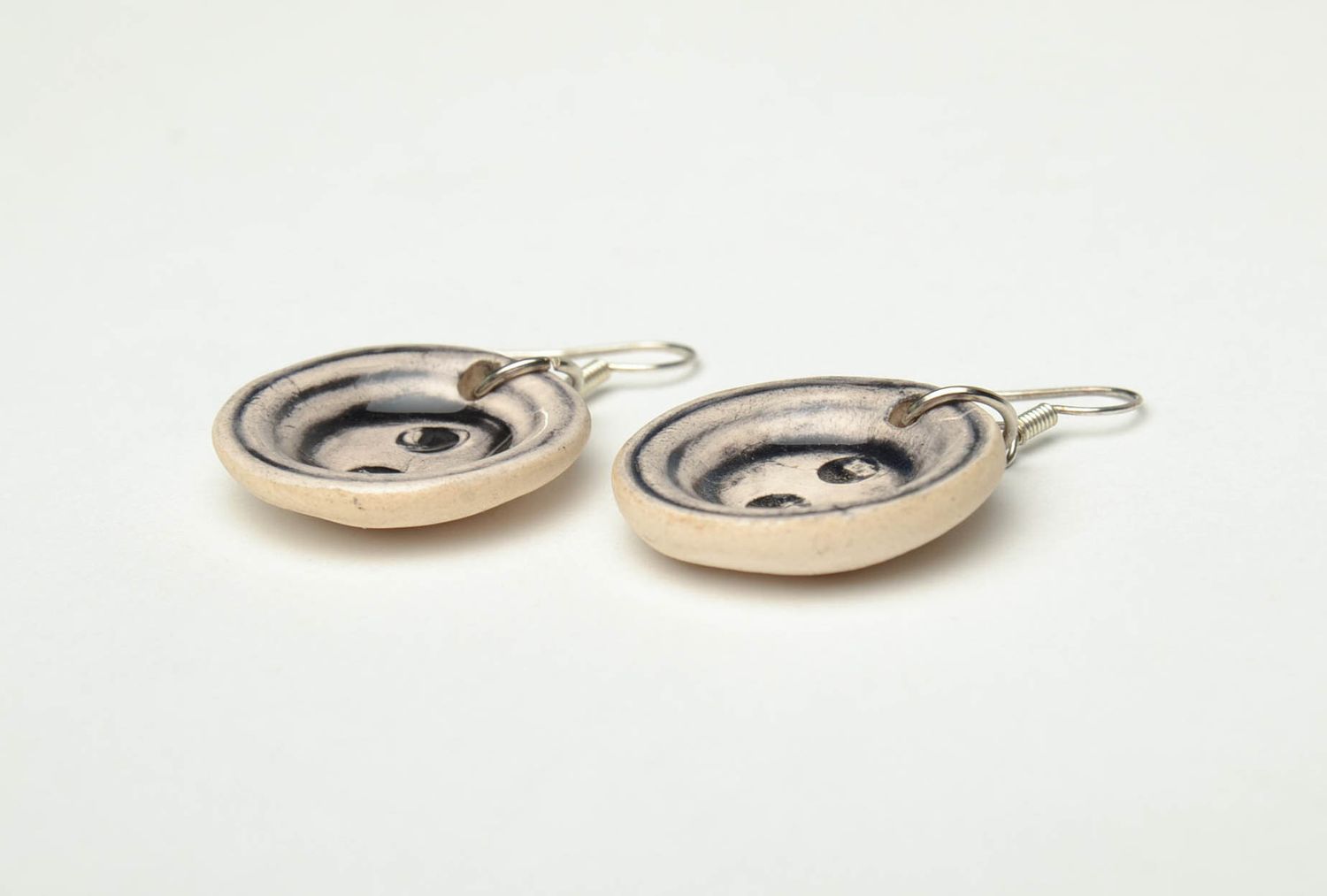 Ceramic earrings with enamel painting Buttons photo 3