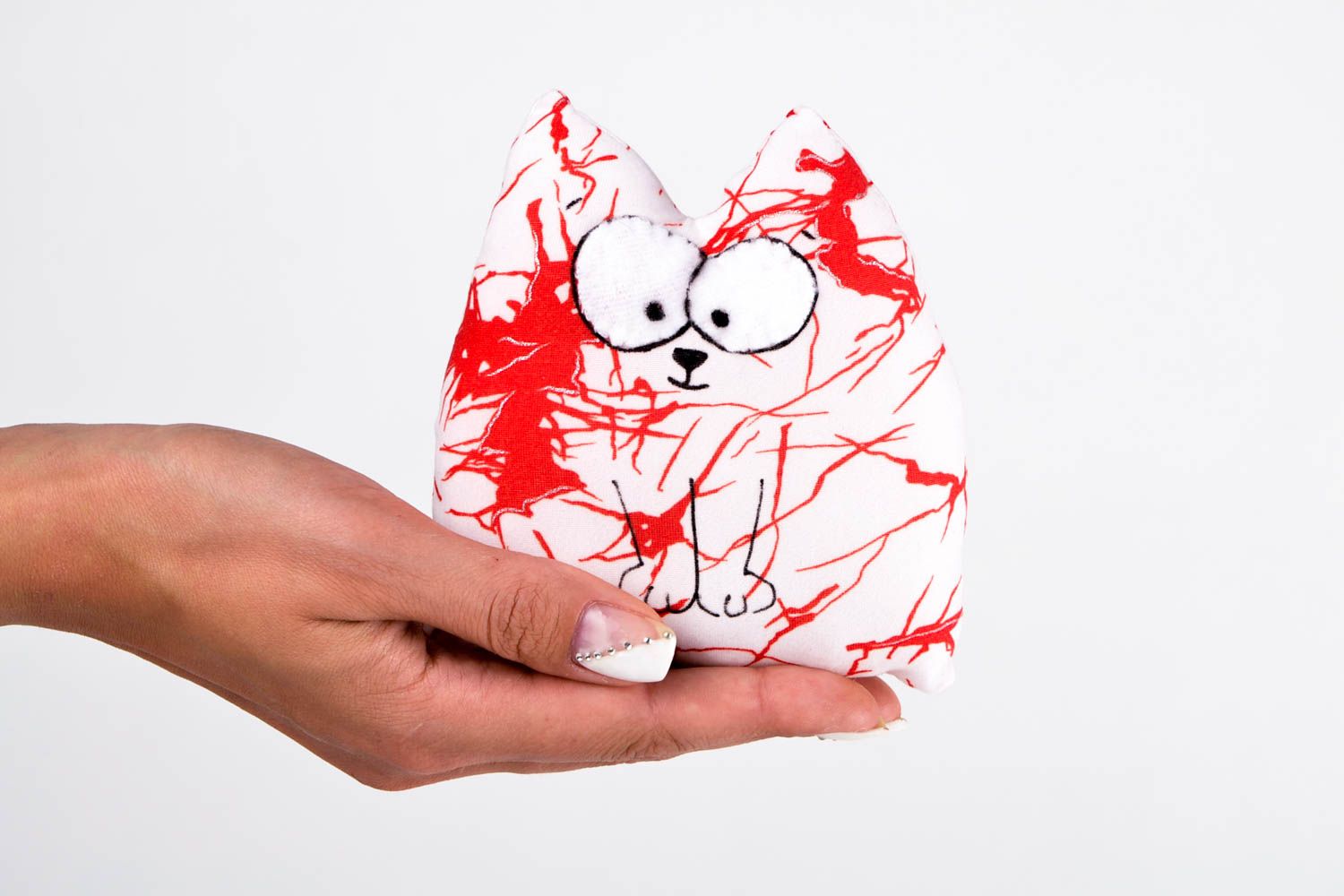 Peluche original hecho a mano gato de tela regalo para niños adorno para la casa foto 2