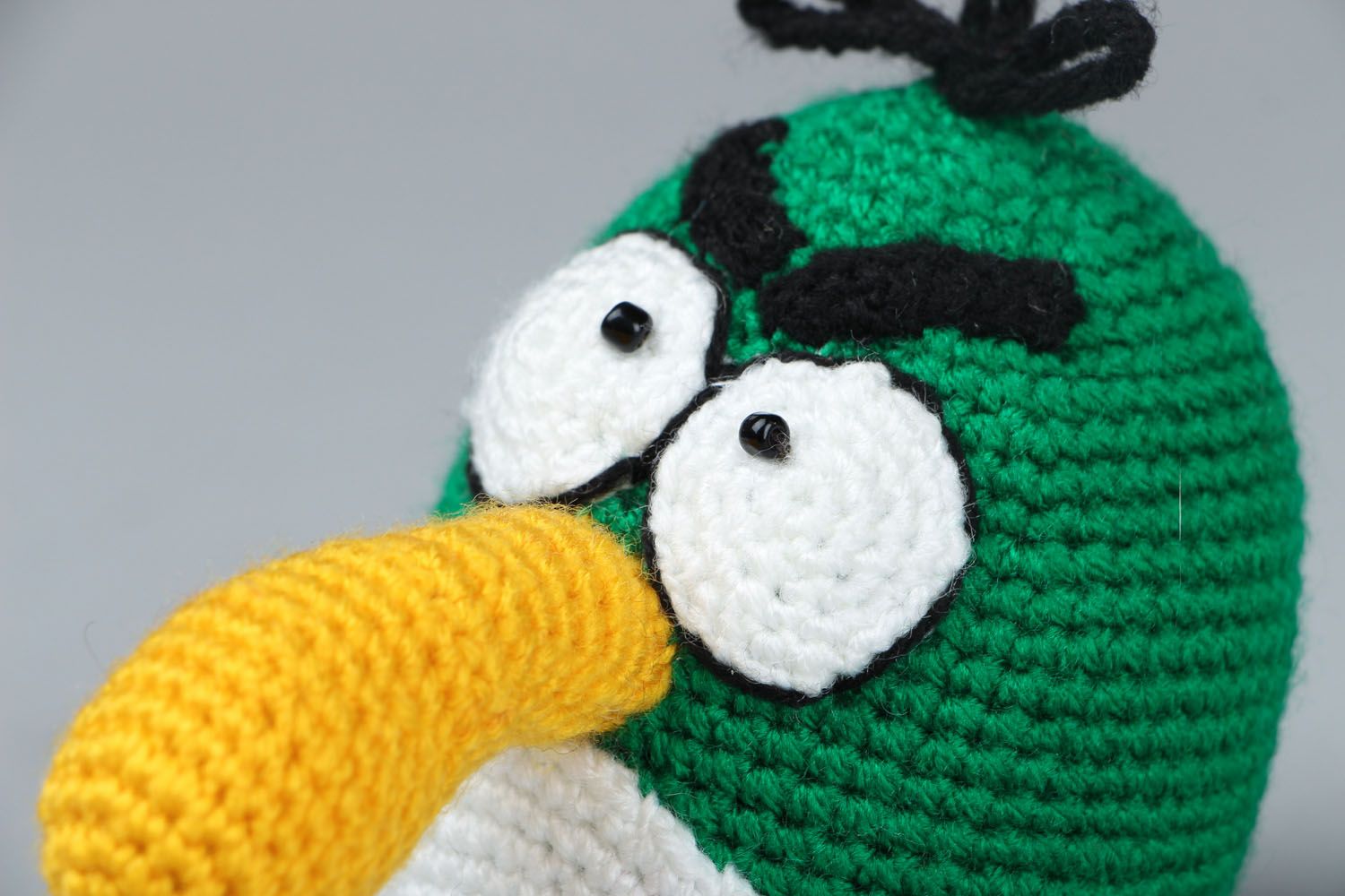 Jouet mou tricoté oiseau vert photo 2