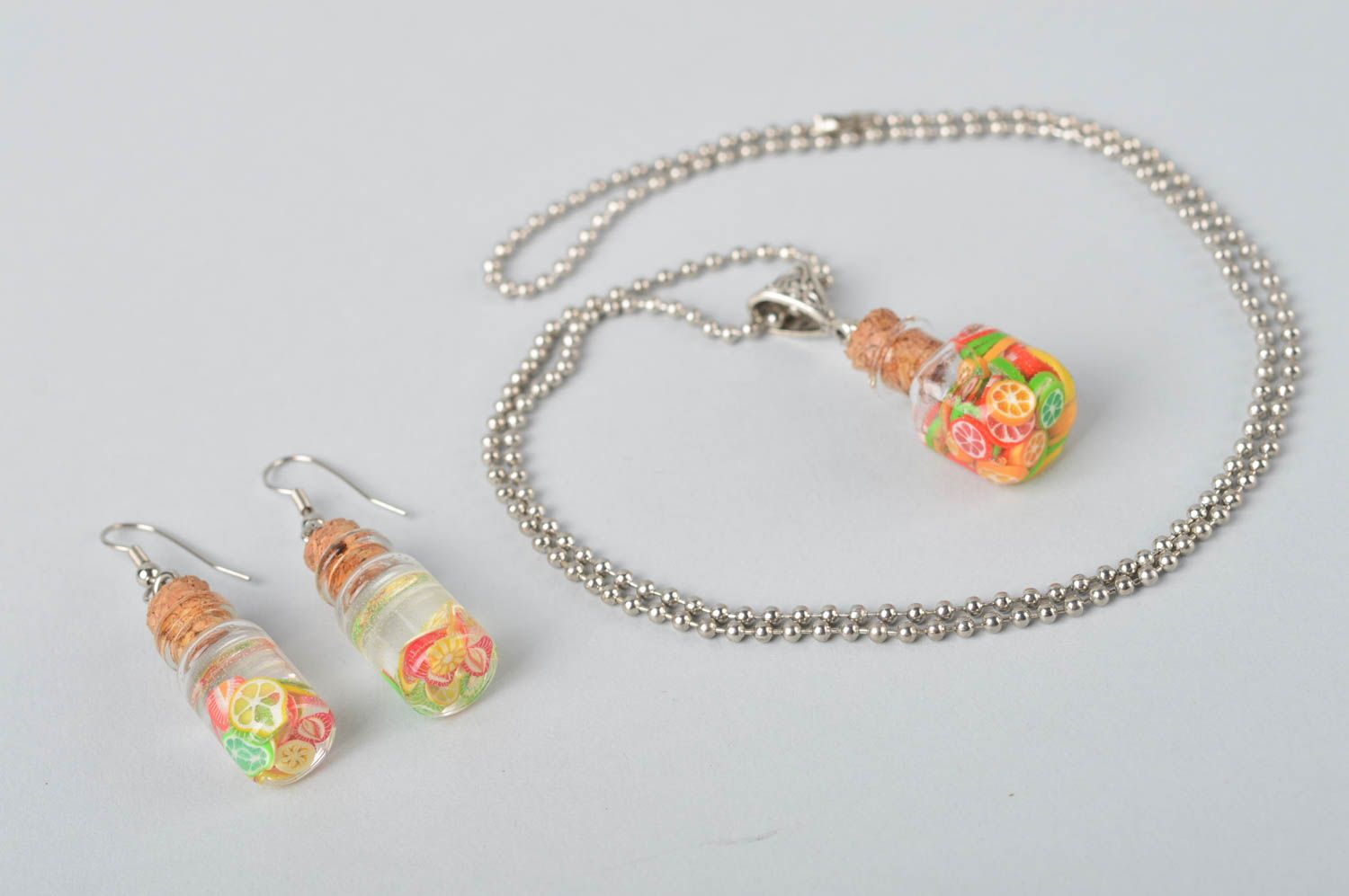 Handmade polymer jewelry plastic accessories polymer clay pendant with earrings photo 5