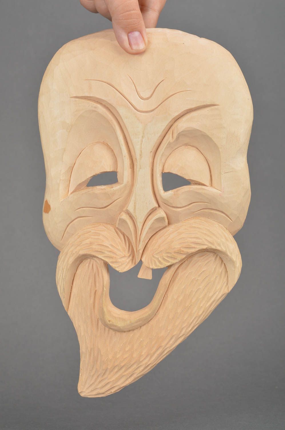 Decorative handmade wall mask made of wood souvenirs for home interior photo 5