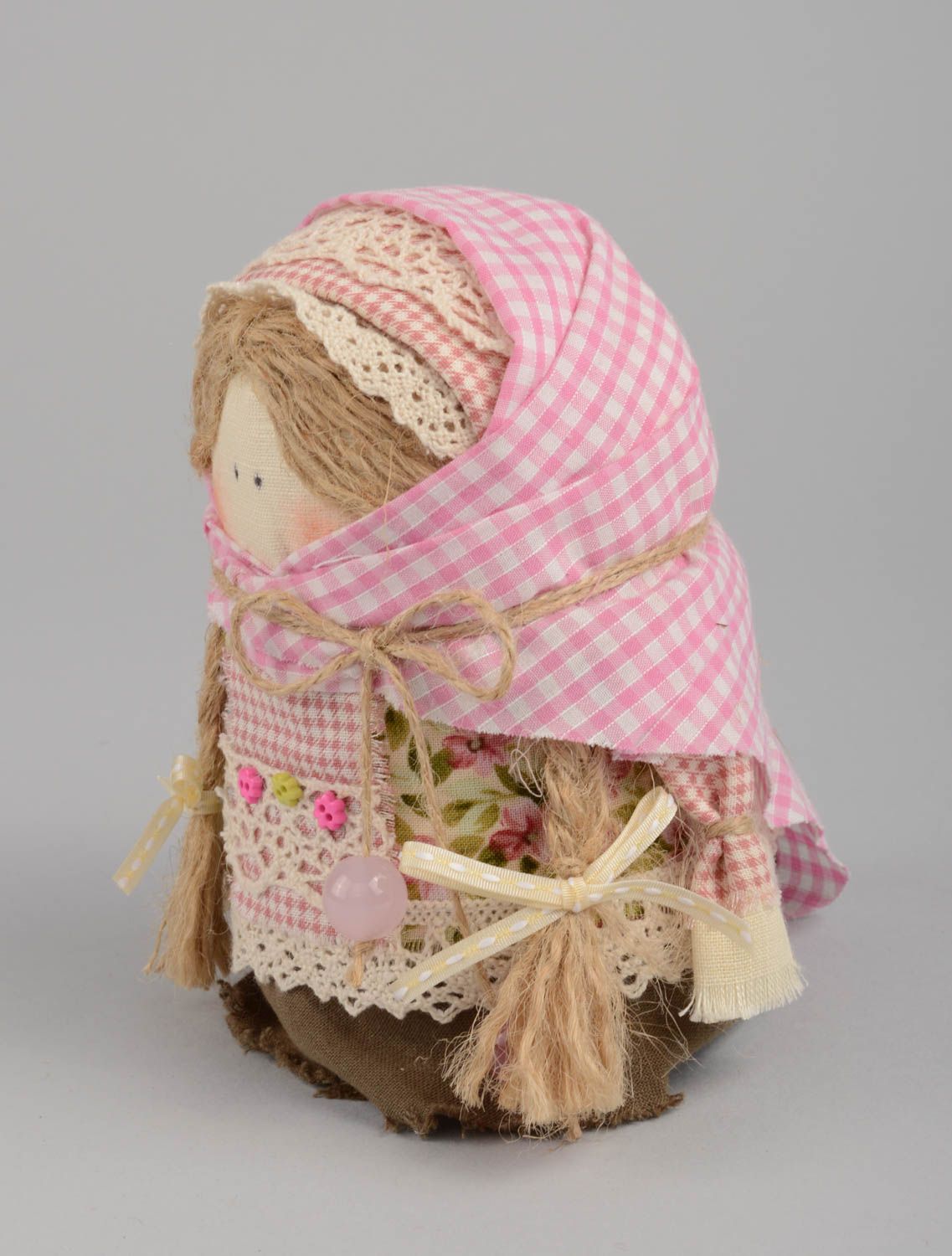 Ethno Puppe aus Textil mit Korn schön grell klein Amulett handgefertigt für Haus foto 3