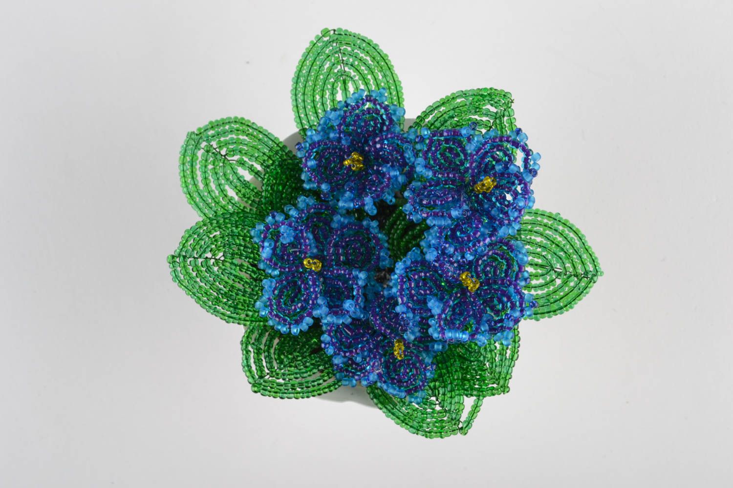 Pot with beaded flowers photo 2