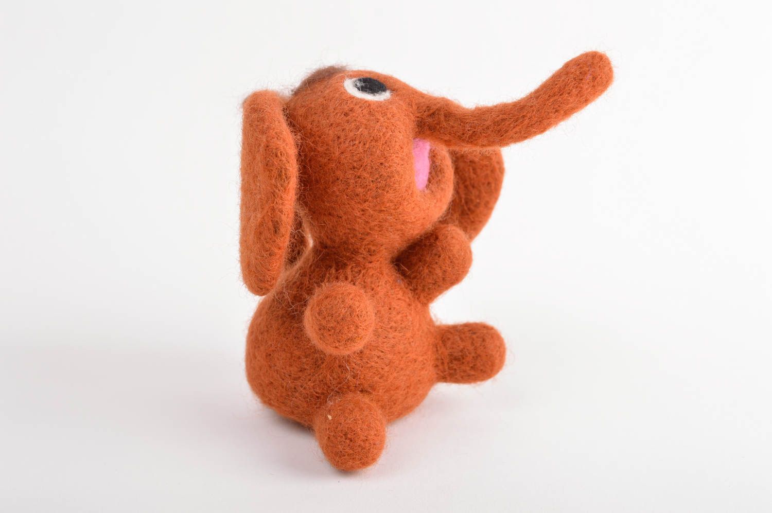 Игрушка из шерсти ручной работы валяная игрушка коричневый слон мягкая игрушка фото 3