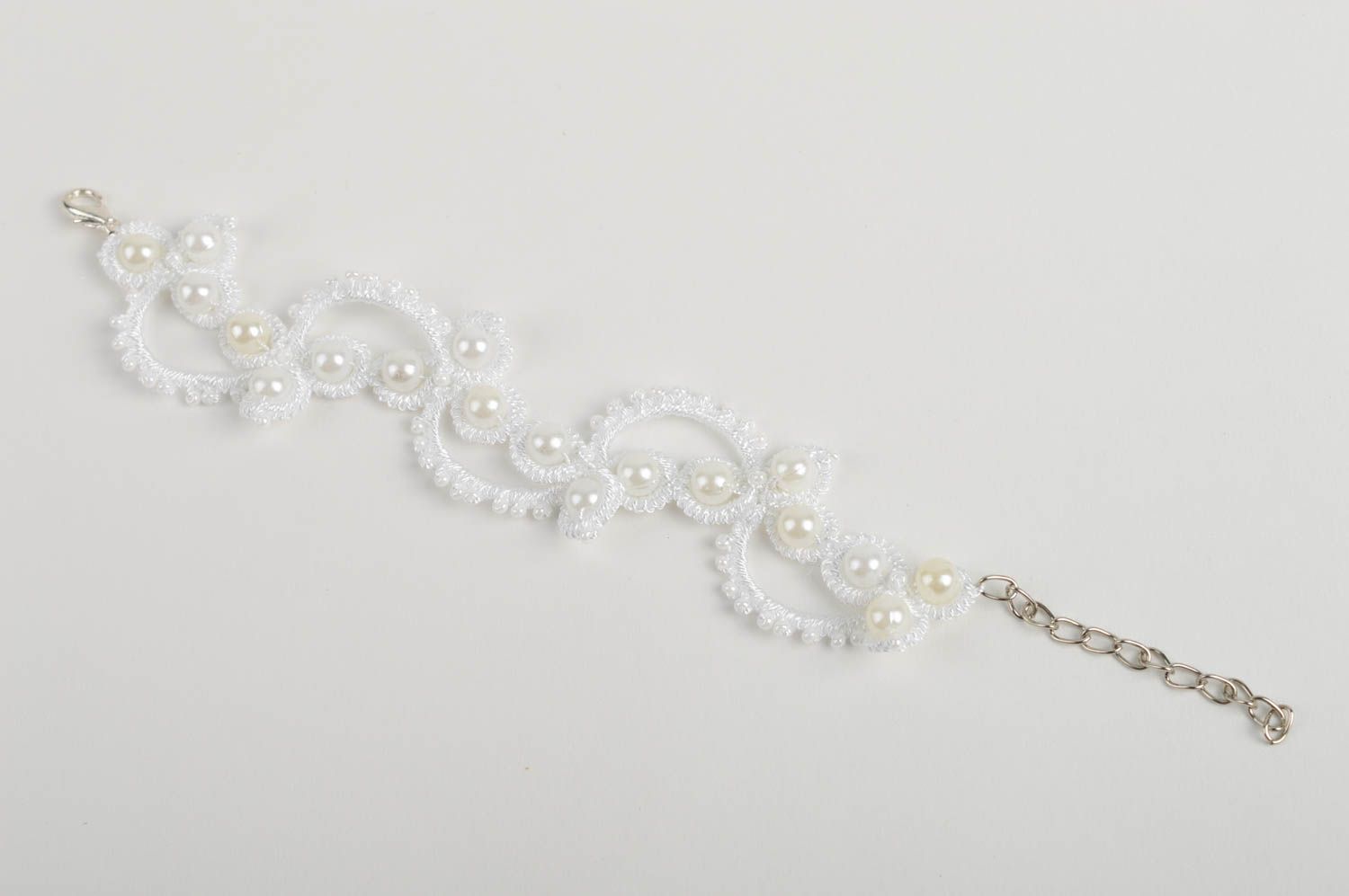 Handmade white festive bracelet designer beautiful bracelet elegant jewelry photo 2
