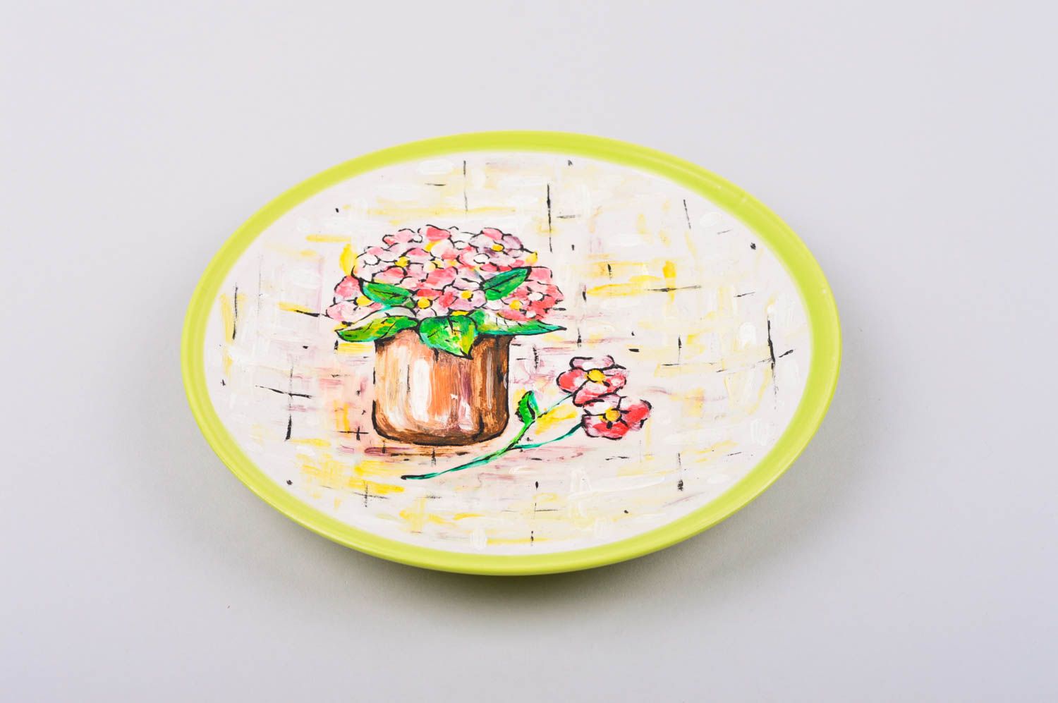 Расписная тарелка ручной работы керамическая тарелка глиняная посуда Цветы фото 3