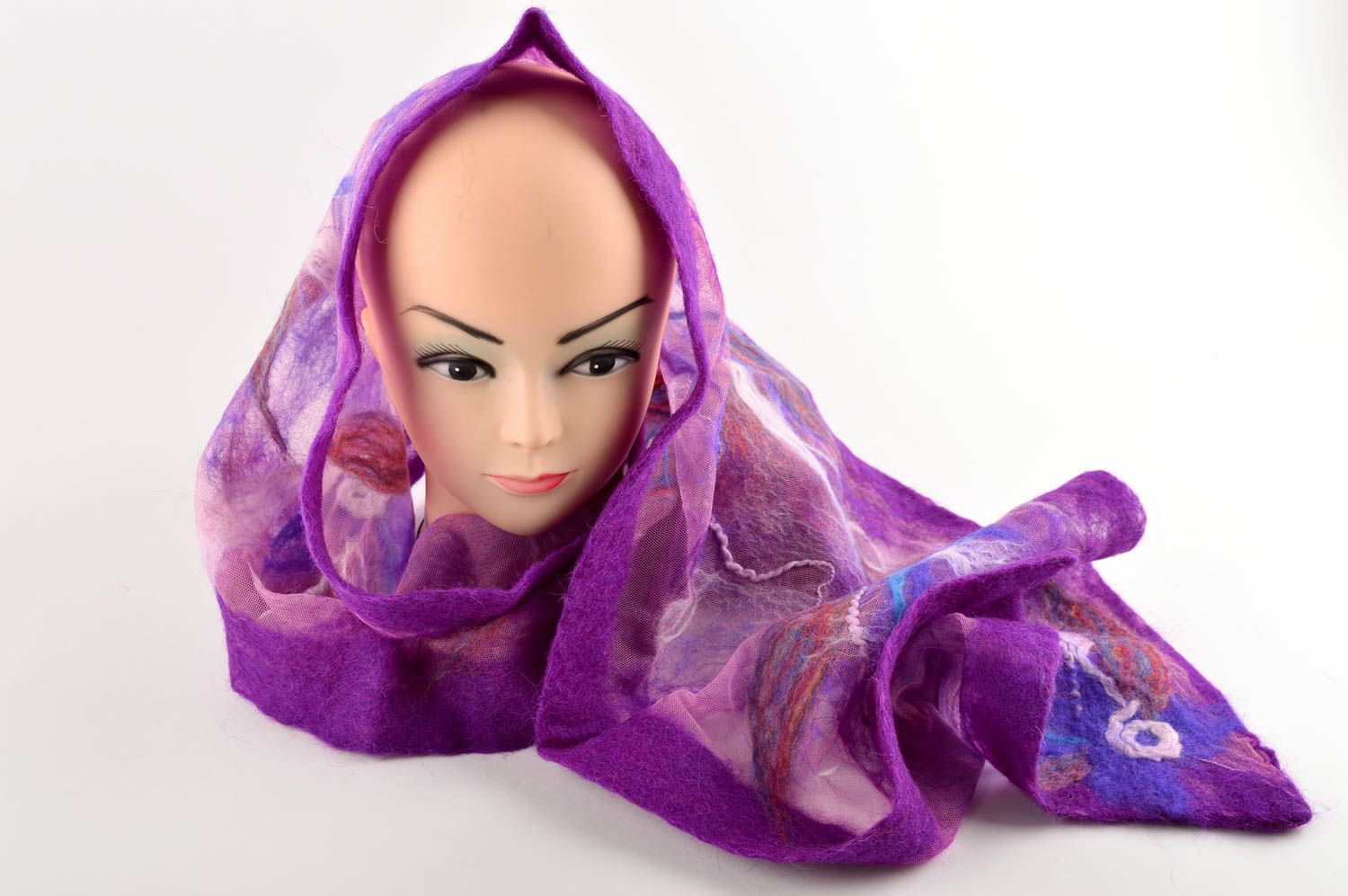 Felted scarf handmade woolen scarf warm shawl winter accessories for women photo 1