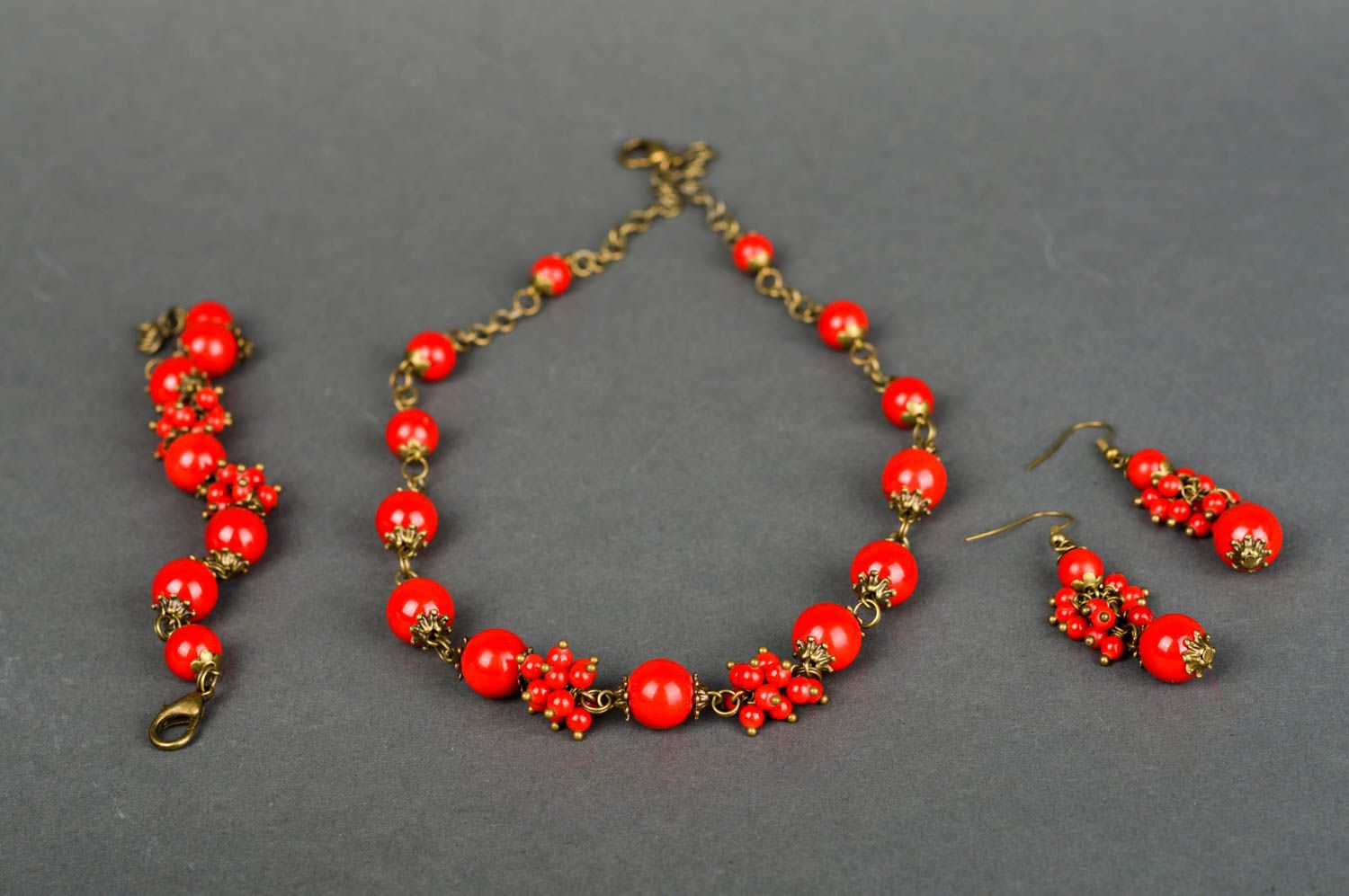 Womens handmade jewelry set beaded earrings bracelet designs bead necklace photo 2
