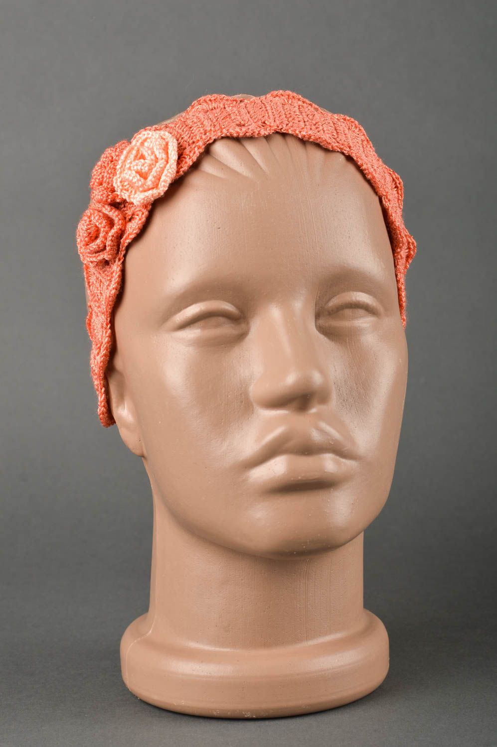 Banda para el cabello hecha a mano naranja regalo para niñas accesorio tejido foto 1