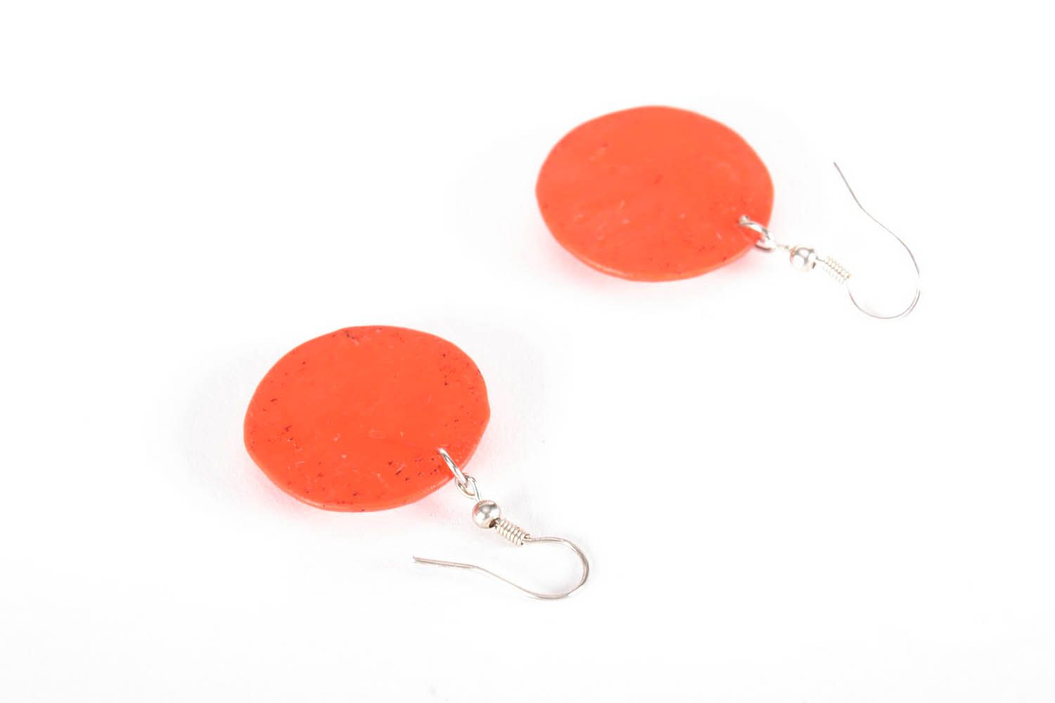 Orange earrings made of polymer clay photo 3