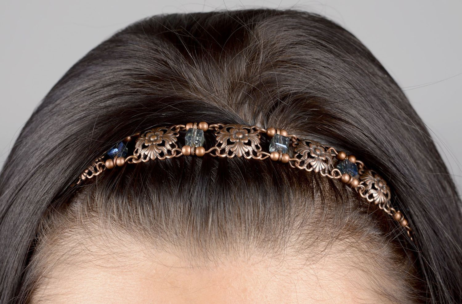 Handmade dünnes Haarband Haar Accessoire Haarband braun Ethno Schmuck schön foto 4