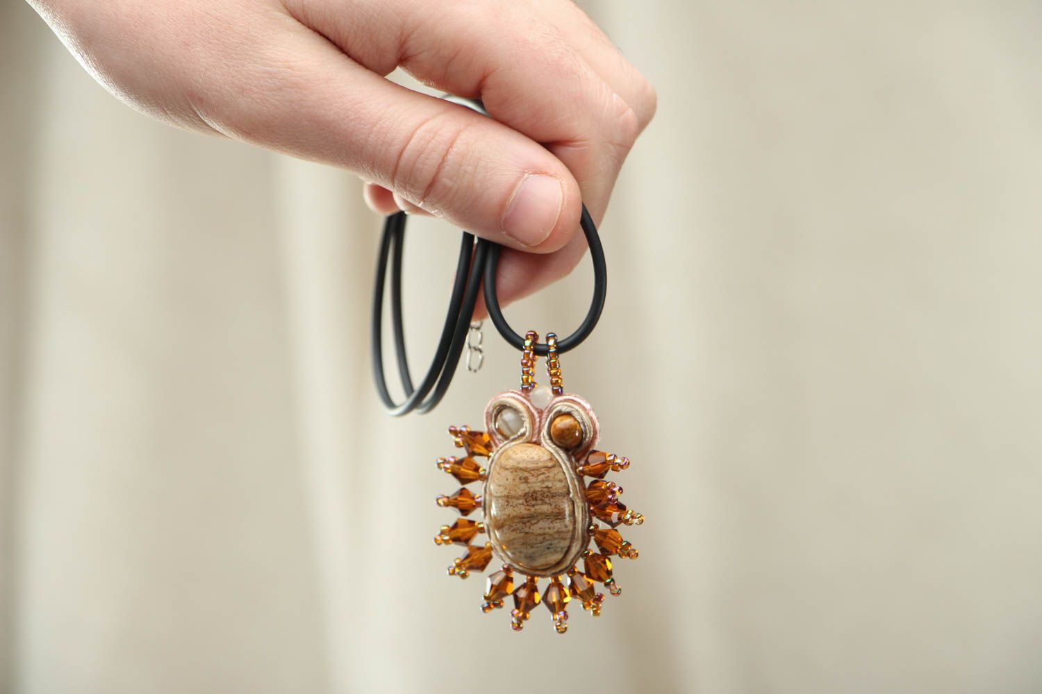Unusual pendant with natural stones photo 4