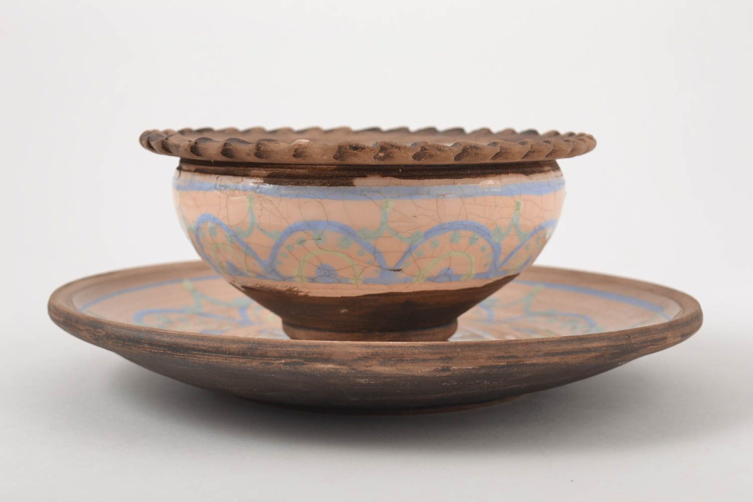 Handmade kleine Schüssel und Teller aus Ton Keramik Geschirr für Ihr Zuhause foto 5