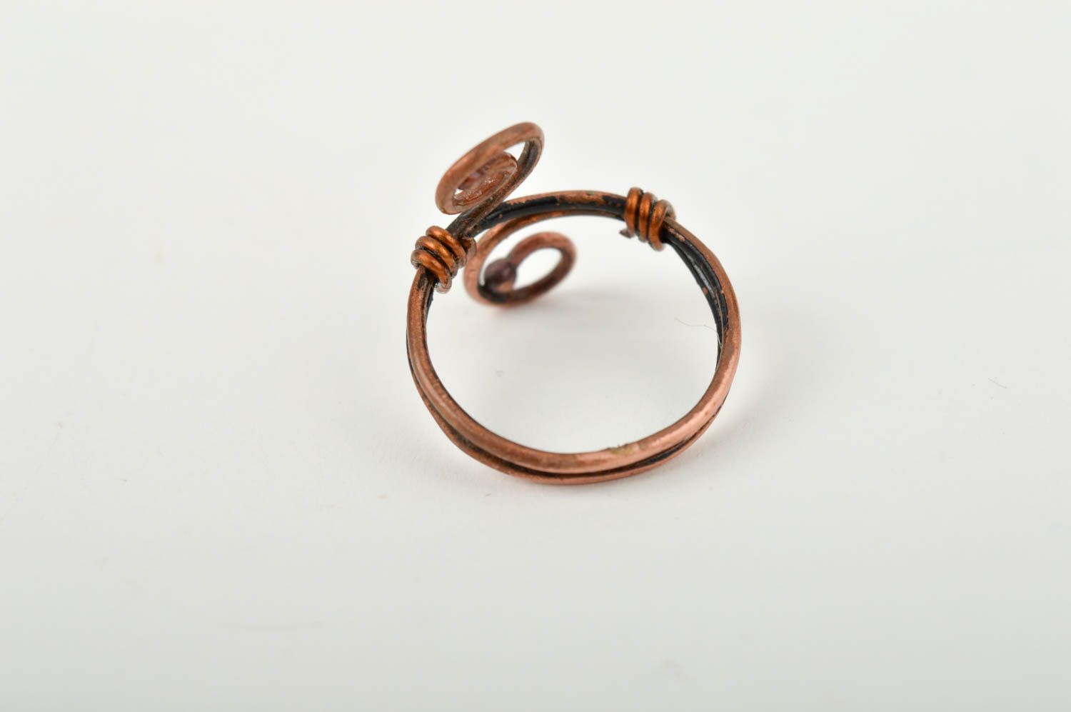 Bague en cuivre laqué Bijou fait main avec spirales design Cadeau pour femme photo 4