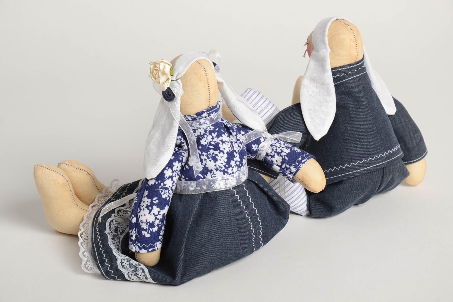 Куклы ручной работы куклы из ткани Влюбленные зайцы мягкие куклы необычные фото 4
