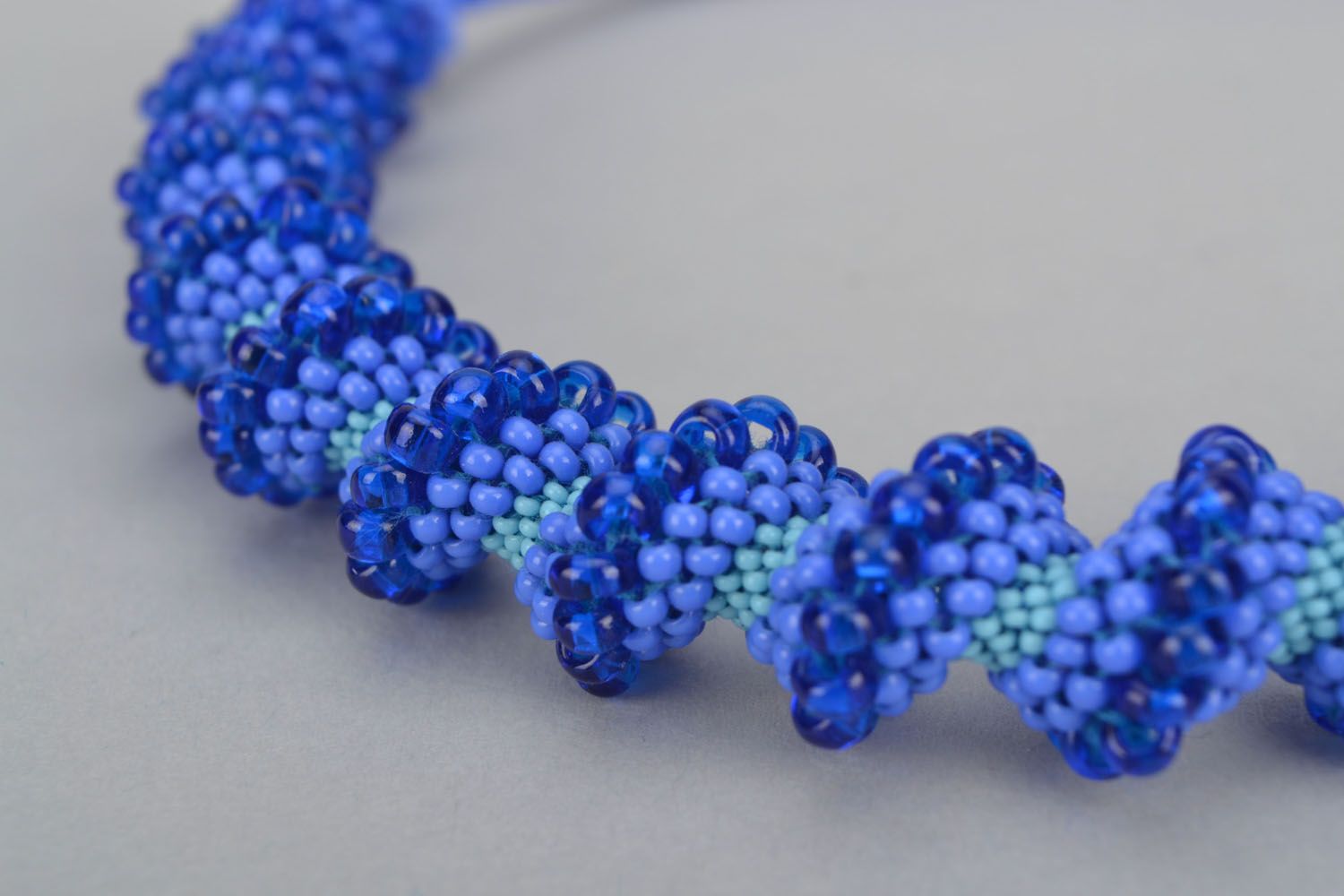 Blue necklace with Czech beads photo 4