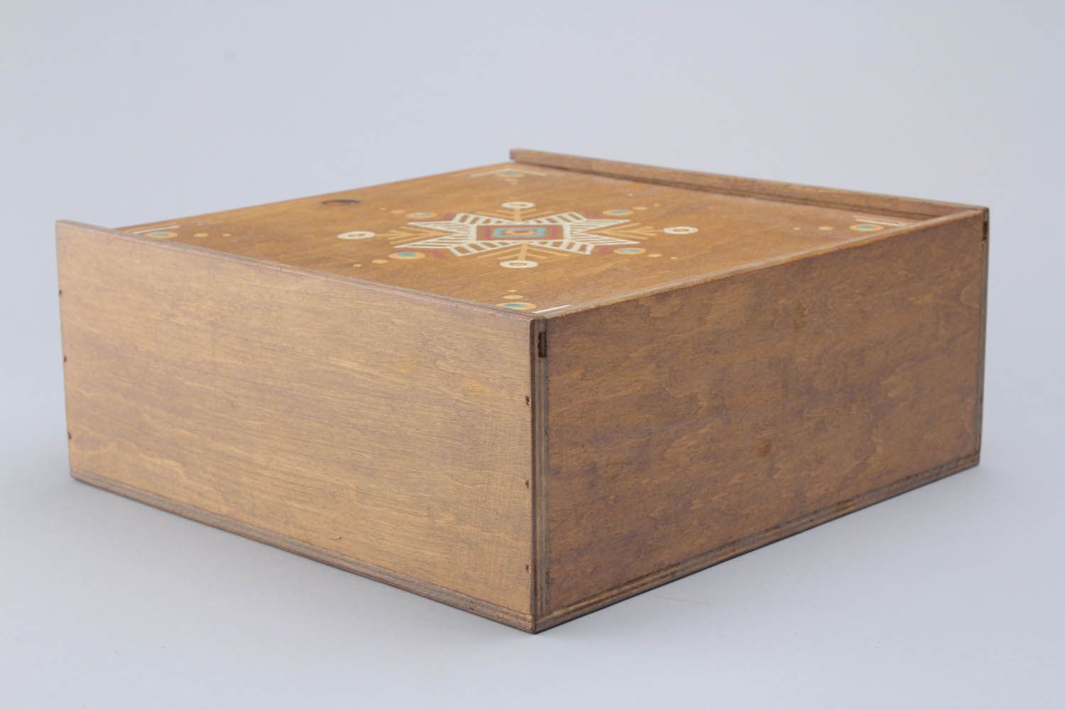 Boîte à couture en bois carrée faite main photo 3
