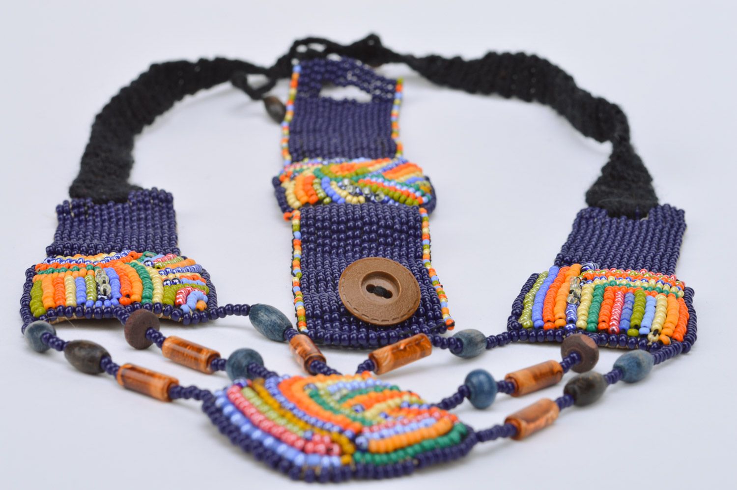 Ensemble de collier et bracelet en perles de rocaille multicolore fait main photo 5