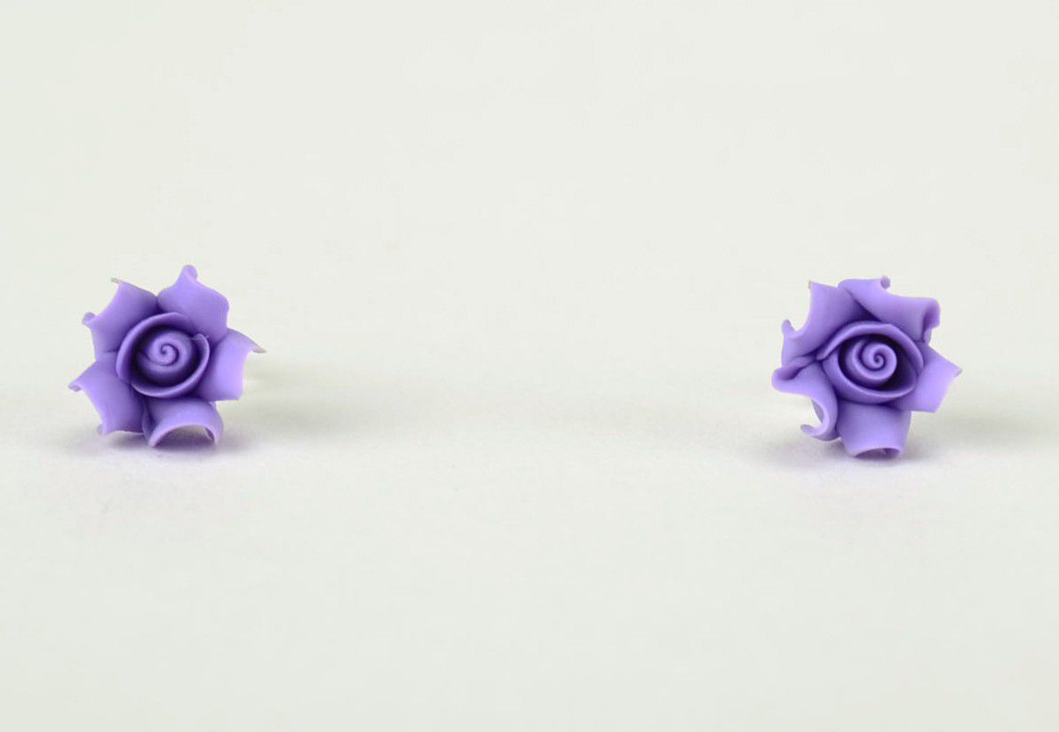 Boucles d'oreilles faites main 'Rose lilas' photo 1