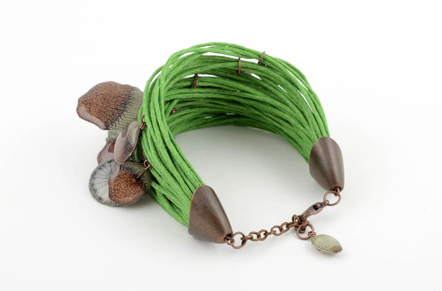 Bracelet multirang Bijou fait main vert gros design original Cadeau femme photo 4