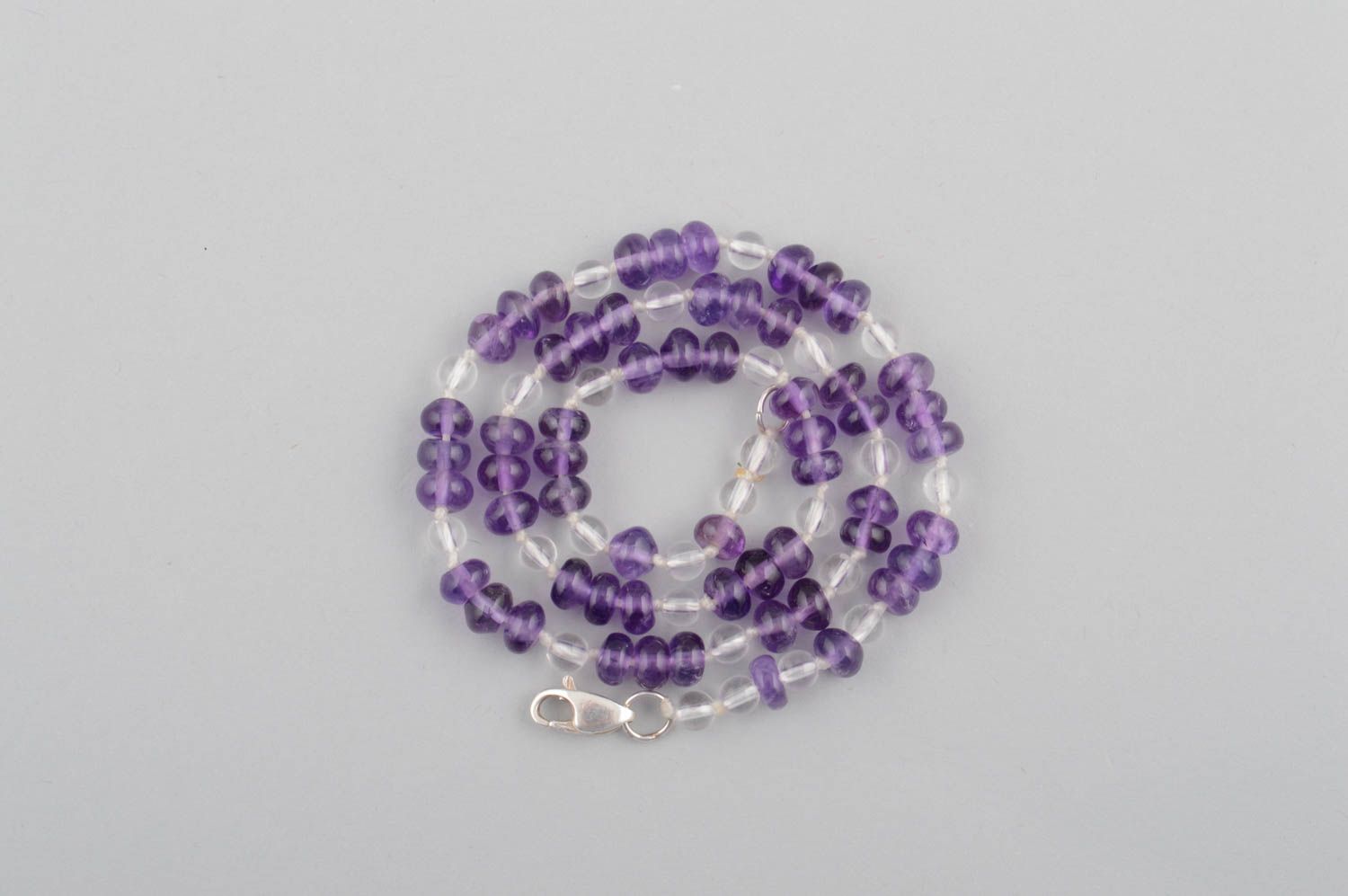 Handmade beaded necklace with amethyst and crystal design jewelry gift for girl photo 3
