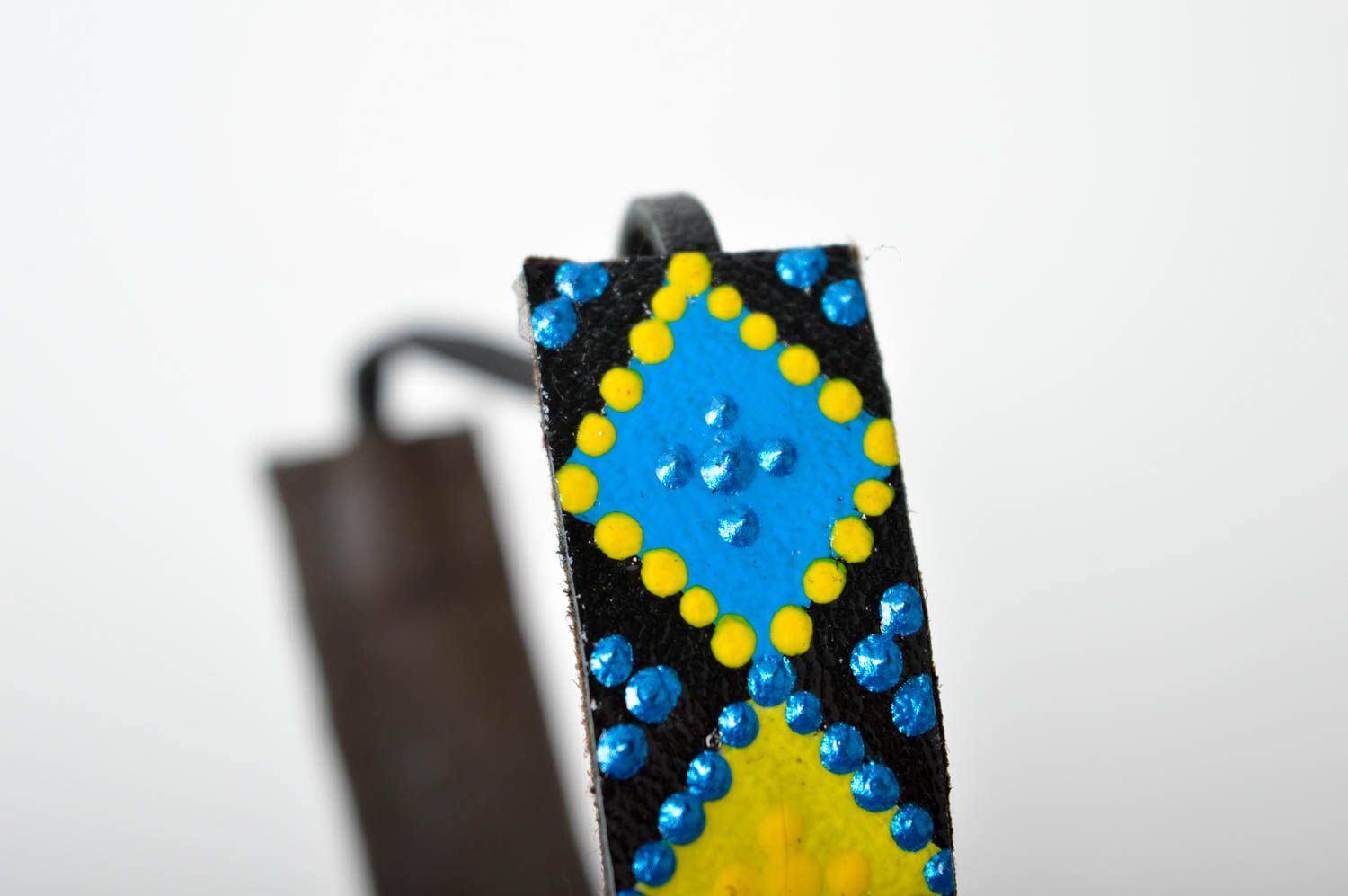 Pulsera artesanal de cuero pintada accesorio para mujer regalo original foto 4