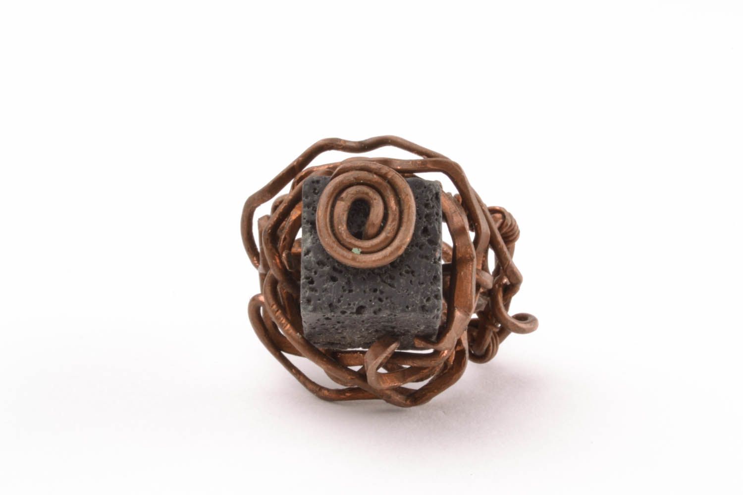 Copper ring with shungite stone photo 3