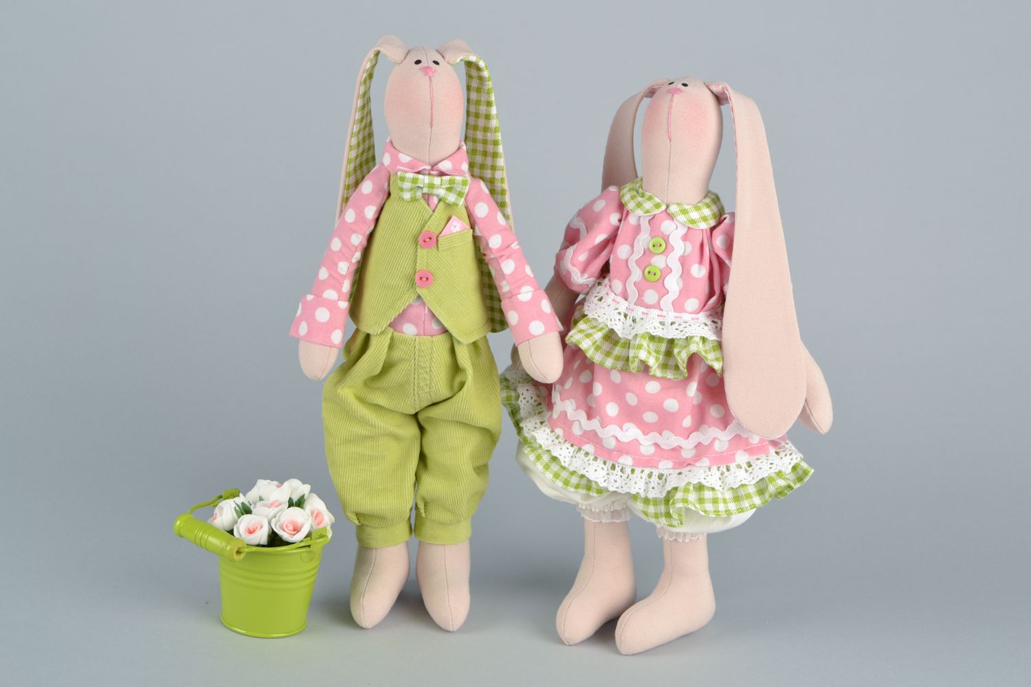 Textile toy couple of hares photo 3