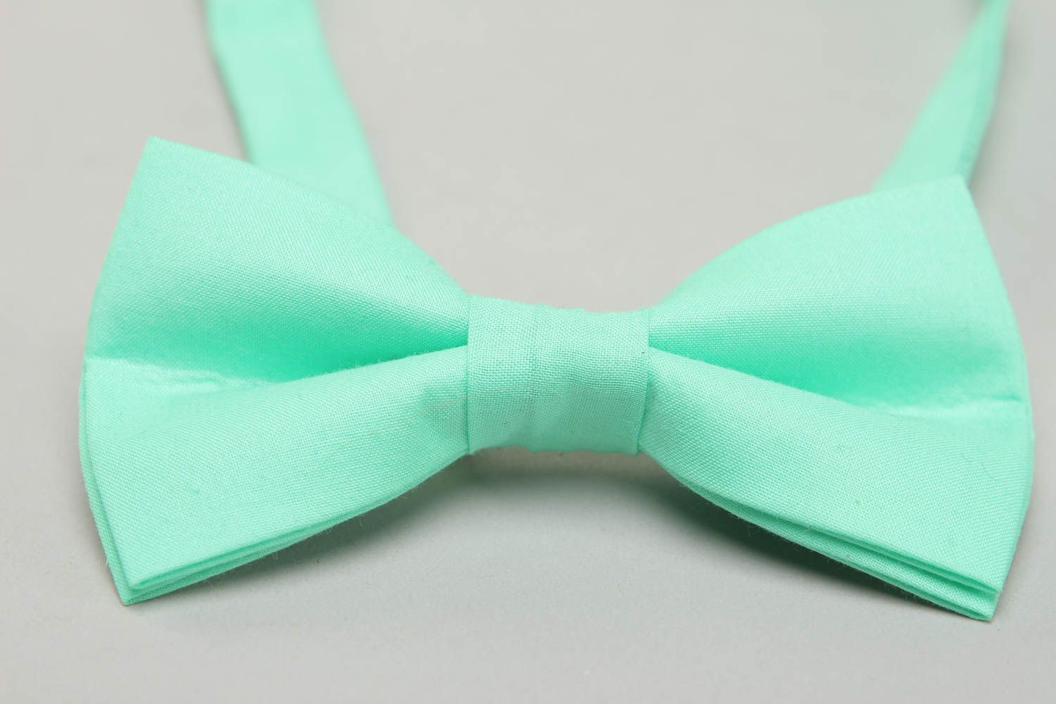 Cotton fabric bow tie of turquoise color photo 2