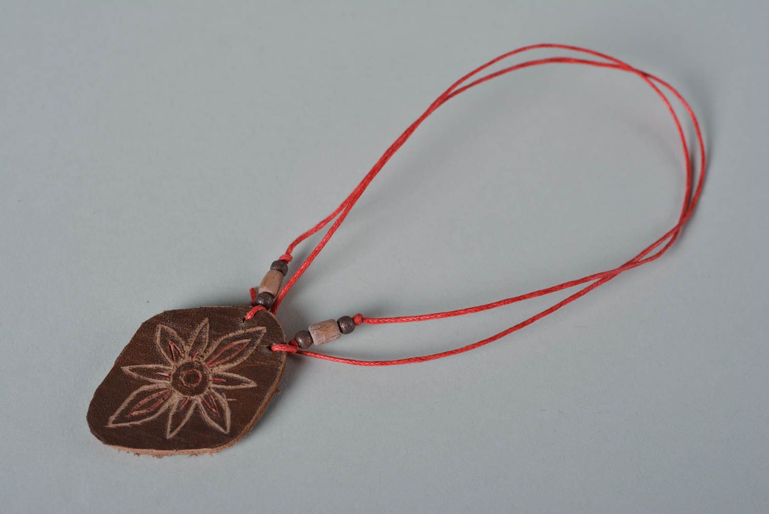 Handmade pendant leather necklace unusual pendant designer accessory gift ideas photo 3