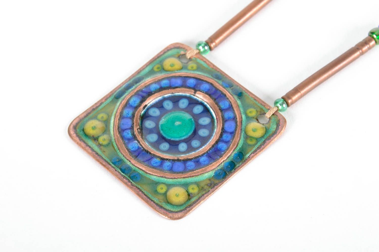 Copper pendant with enamel photo 4