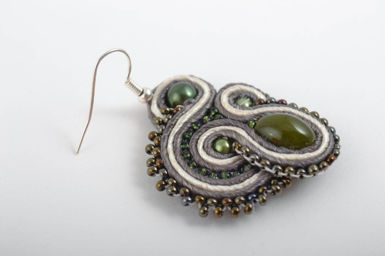 Handmade Soutache Ohrringe Designer Schmuck Accessoires für Frauen olivgrün foto 1