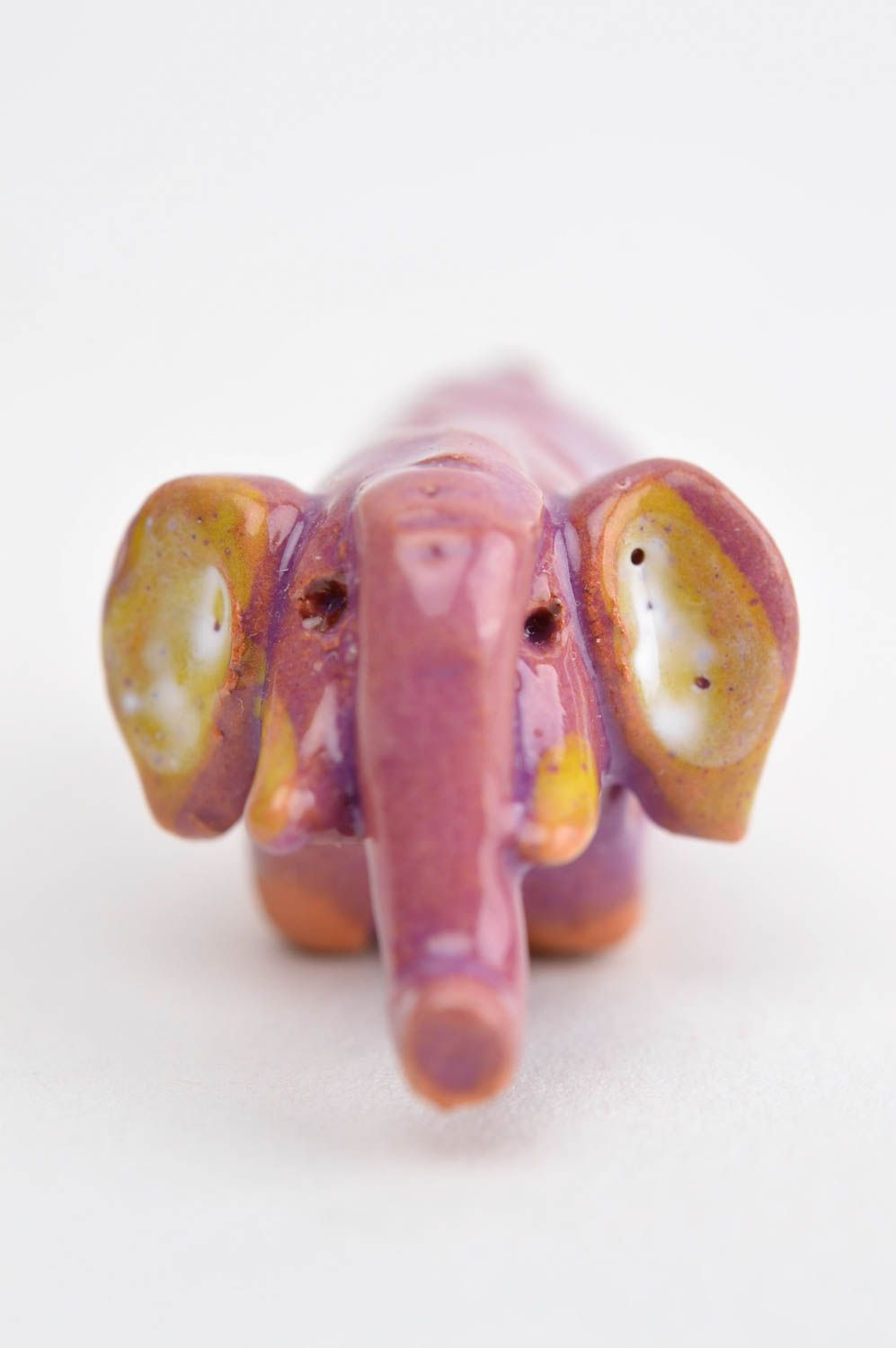 Handmade Deko Ton Tier Keramik Deko Geschenk Idee lila Elefant ausgefallen foto 8