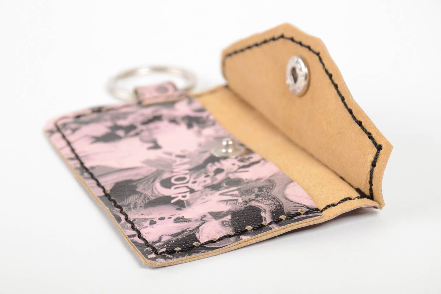 Handmade leather wallet keychain wallet leather goods women accessories photo 3