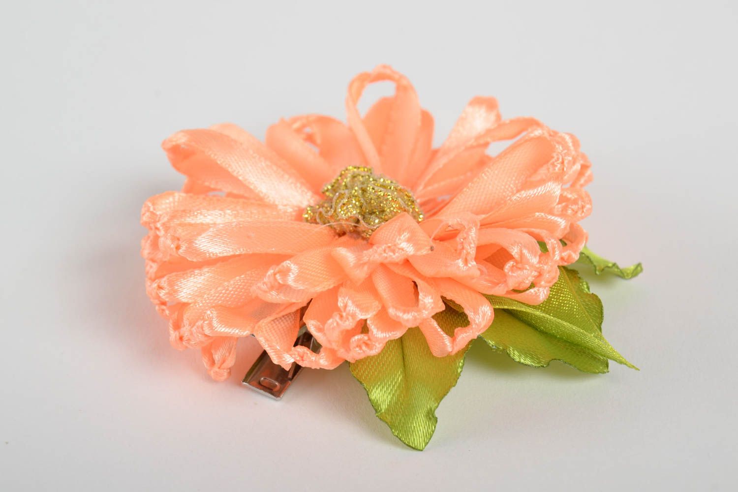 Handmade Blumen Haarspange Geschenk für Frauen Haarspange mit Blume rosafarbig foto 2
