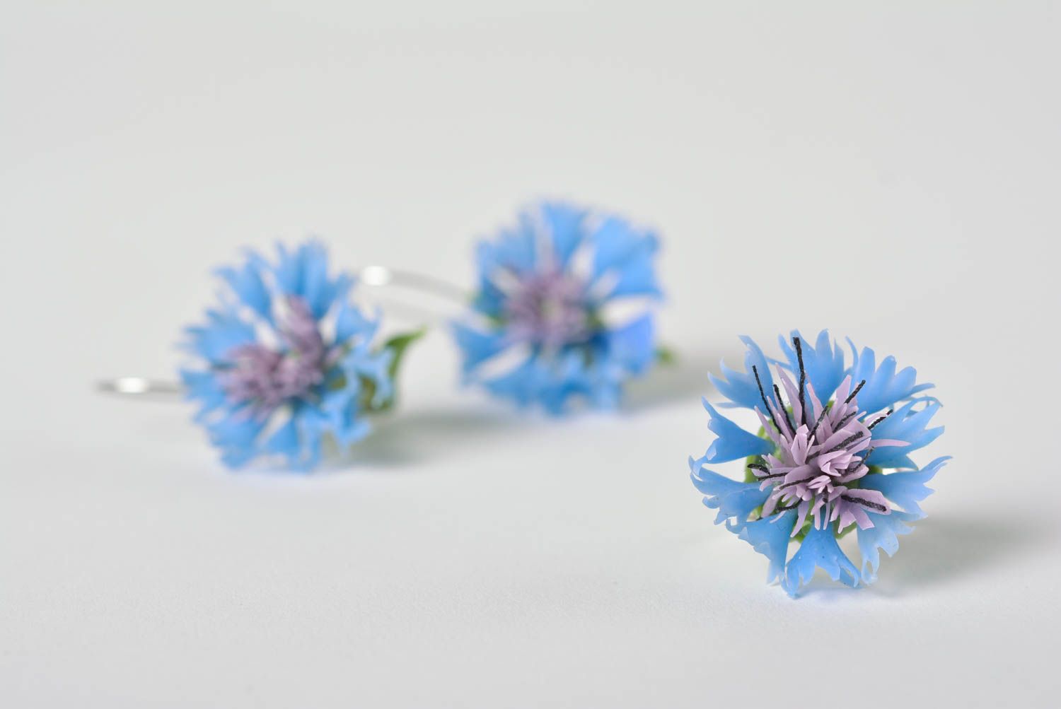 Kit di orecchini e anello fatto a mano accessori in argilla polimerica fiori foto 5