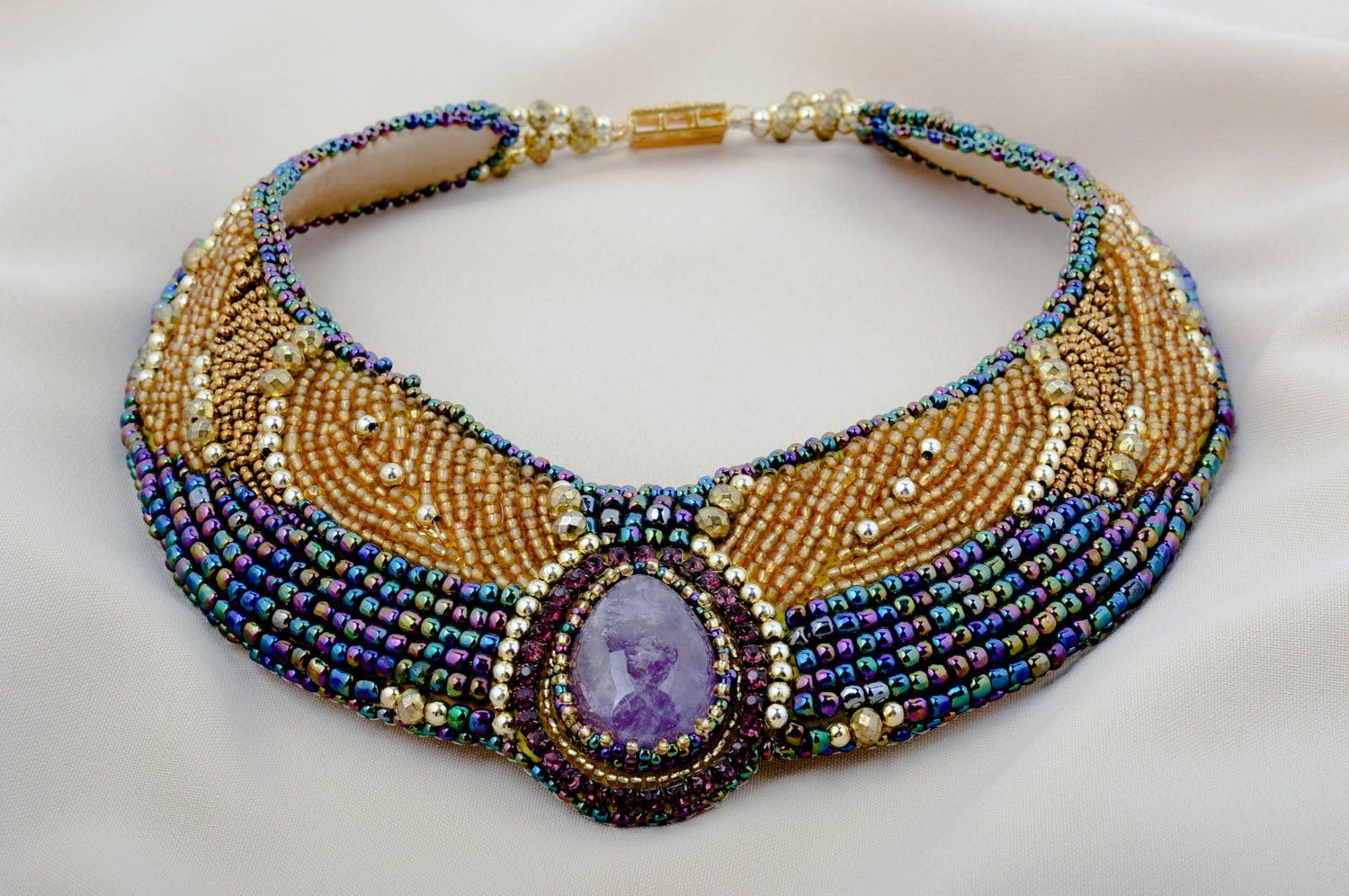 Handmade designer necklace unusual beaded necklace elegant cute jewelry photo 1