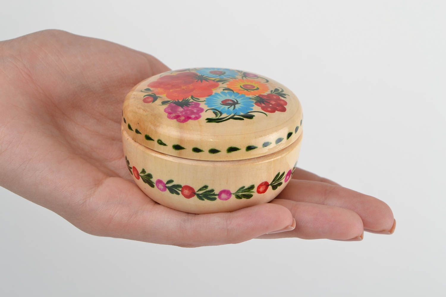 Beautiful handmade wooden jewelry box painted box for accessories gifts for her photo 2