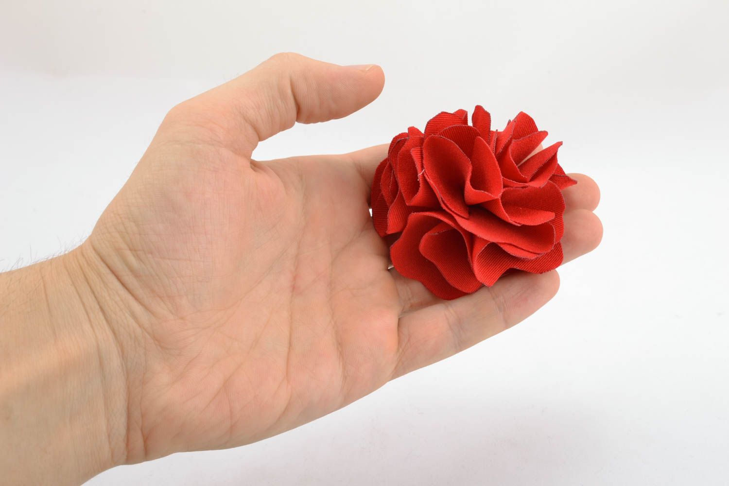 Handmade fabric brooch Red Flower photo 4