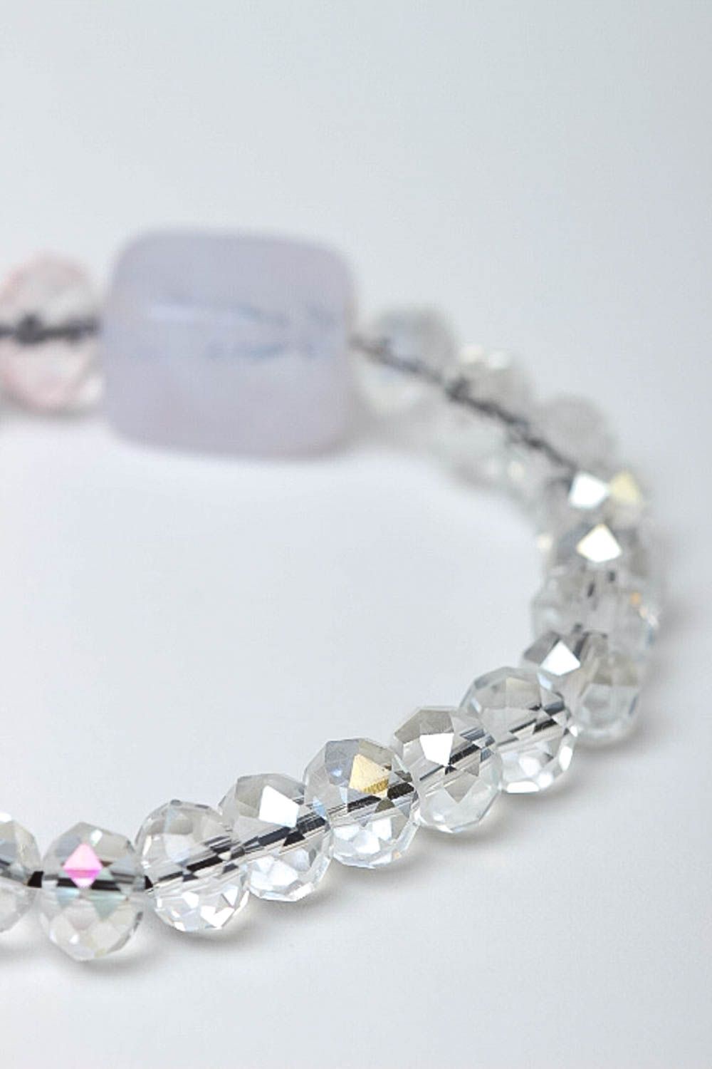 Bracelet quartz verre transparent Bijou fait main imitation pierre Cadeau femme photo 4