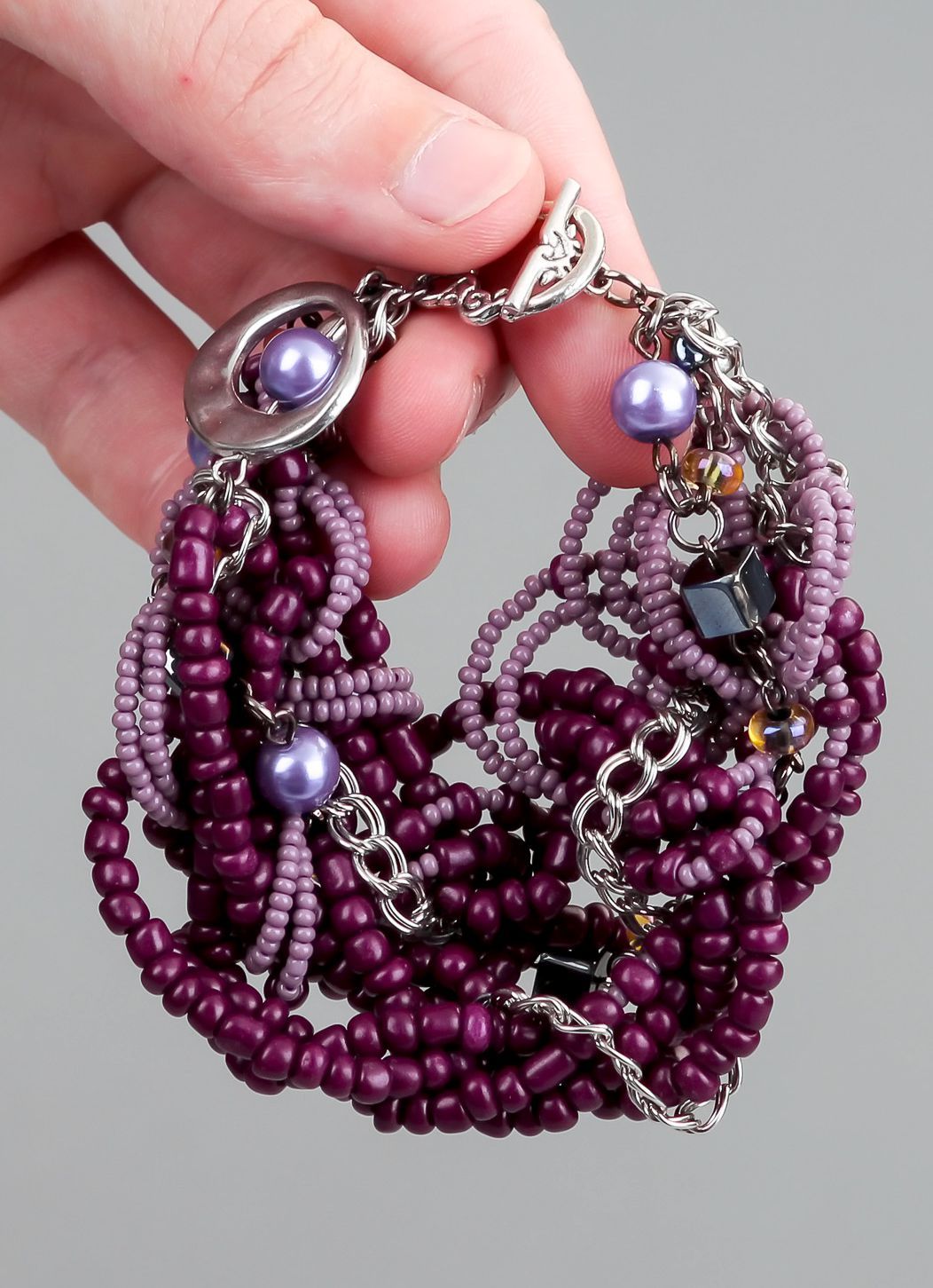 Wrist bracelet of ceramic pearls & beads photo 5