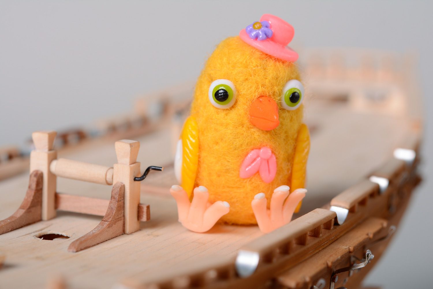Handmade miniature felted wool toy Chicken photo 5