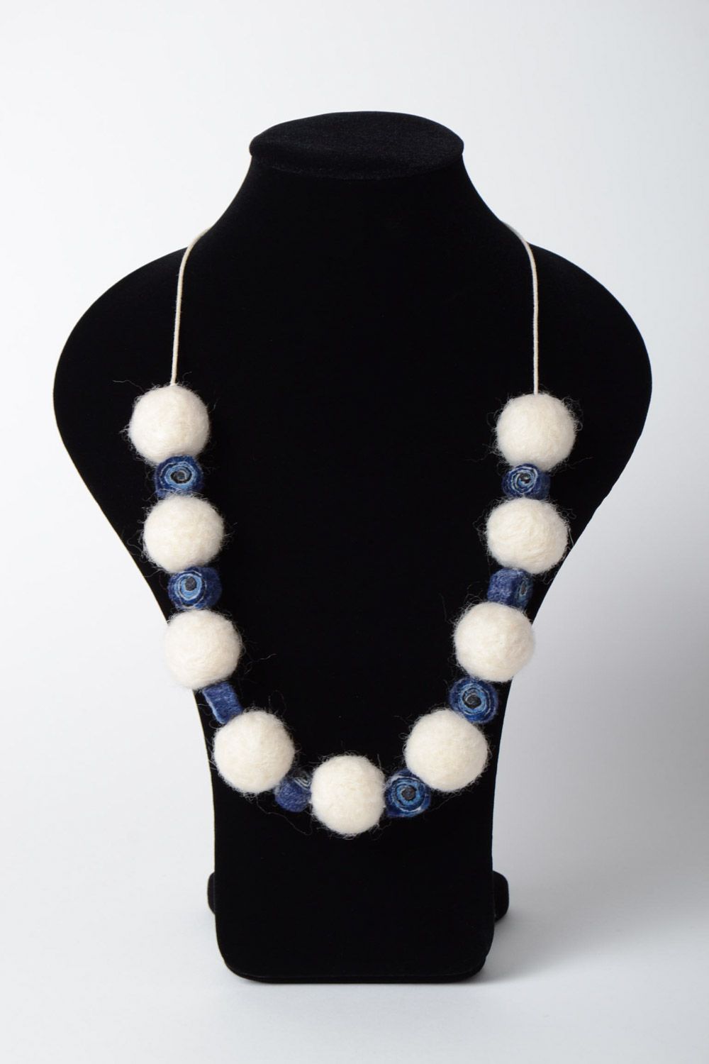 Beautiful soft handmade wool ball necklace created using wet felting technique photo 5