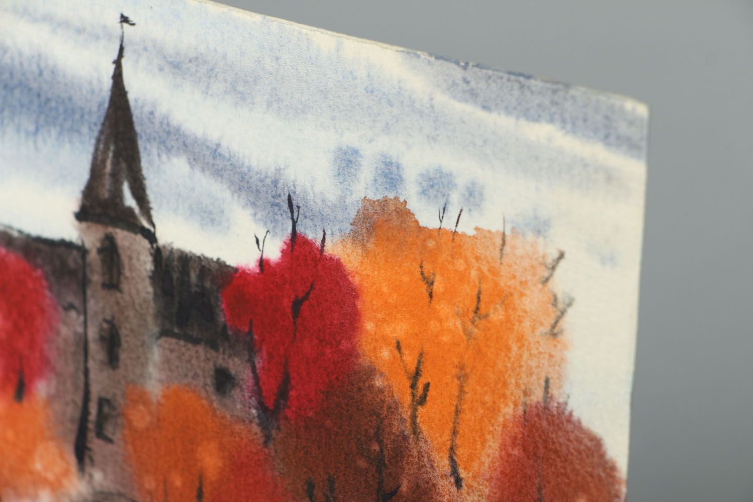 Homemade watercolor painting Autumn photo 2