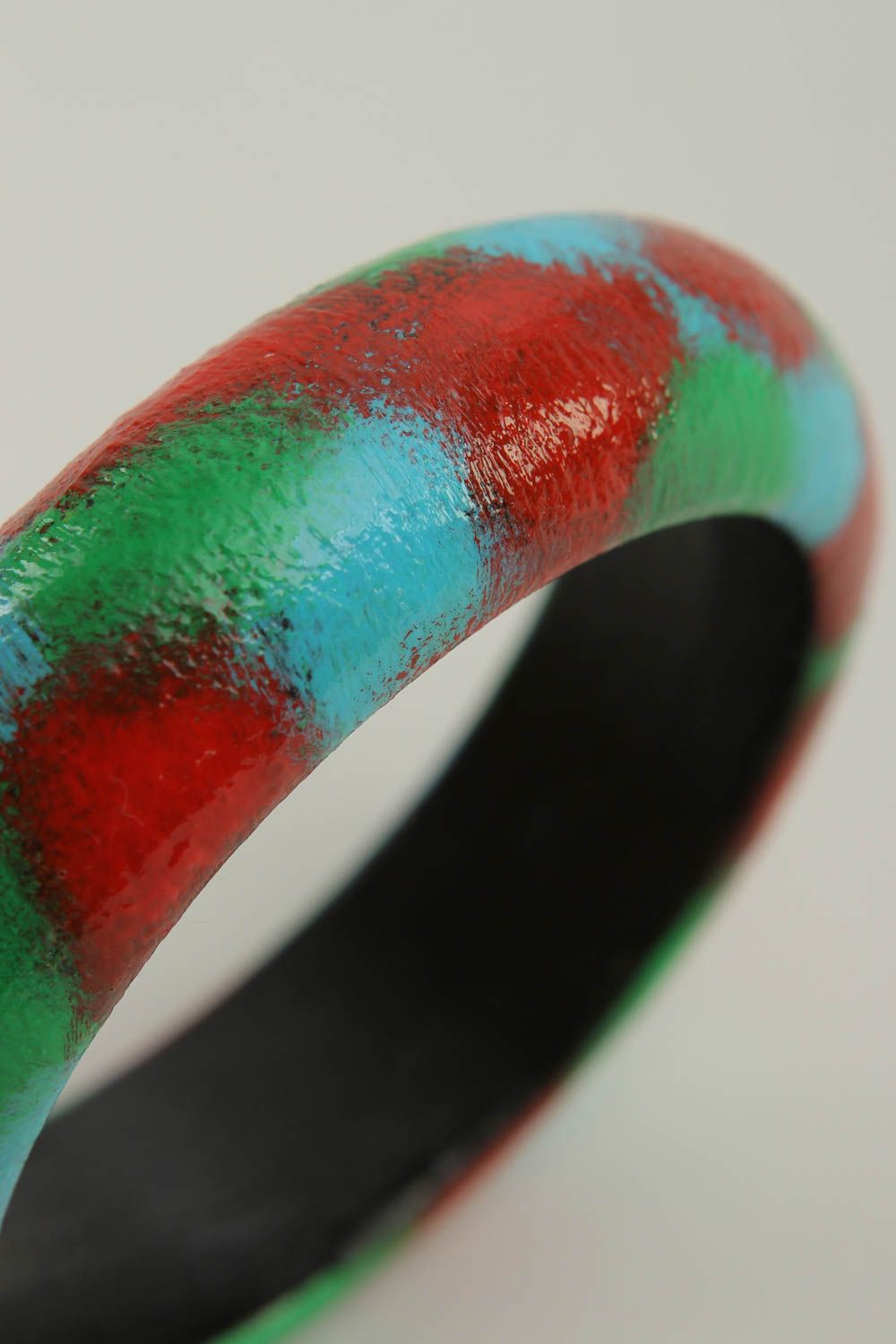 Красочный браслет с росписью ручной работы браслет на руку украшение из дерева фото 5