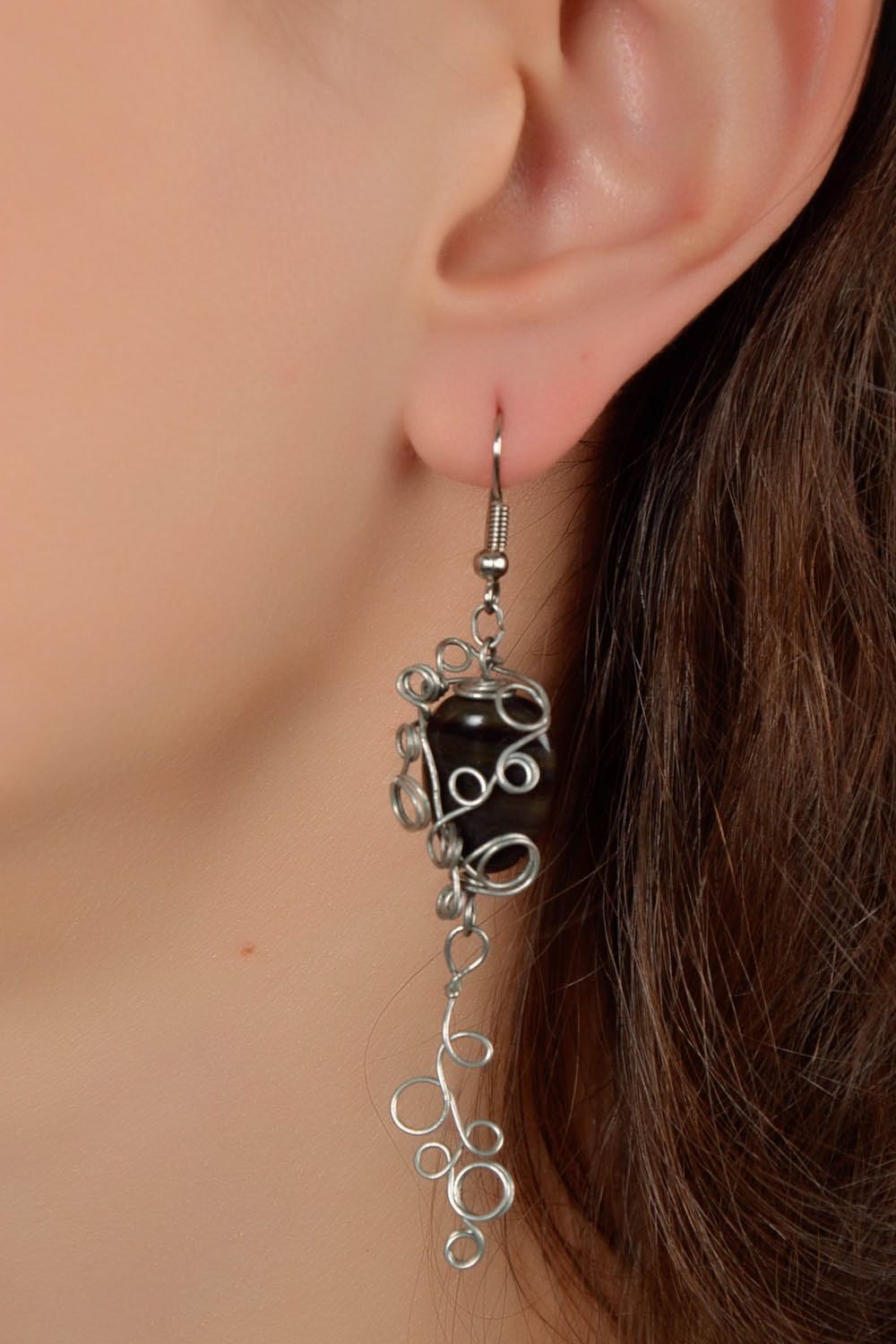 Earrings with a natural stone photo 5