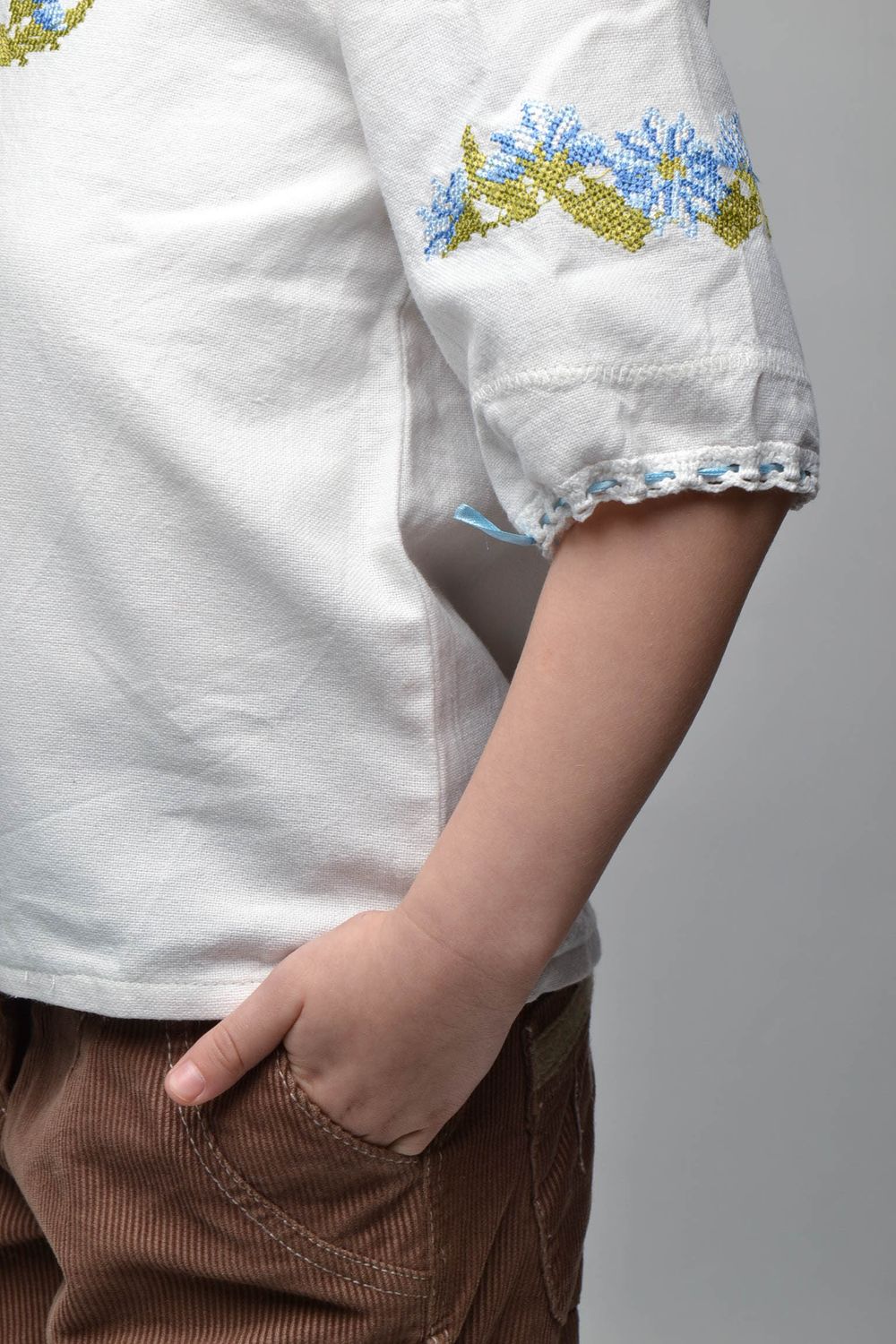 White embroidered blouse for kids photo 2